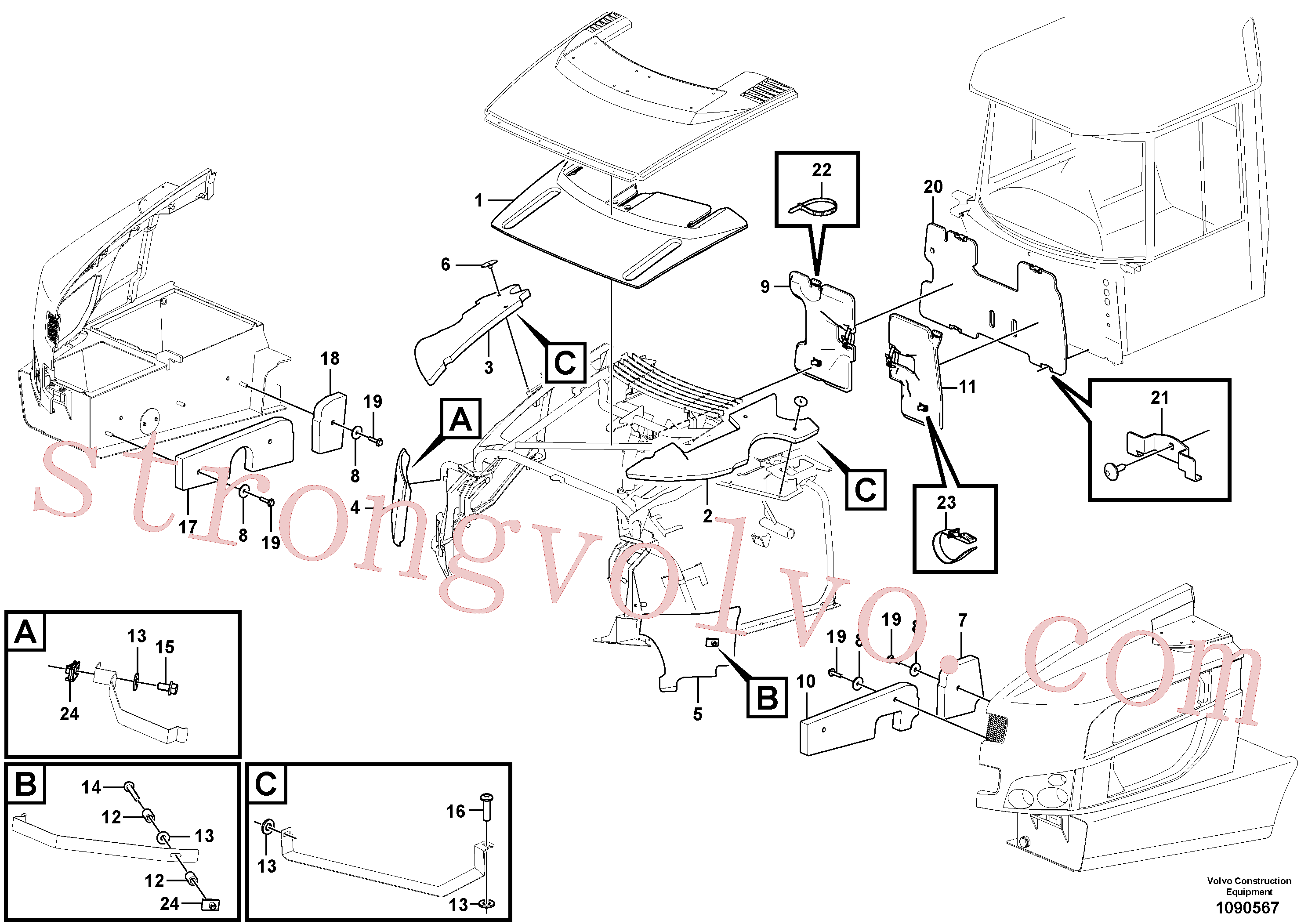 VOE994445 Volvo Redução do ruído.(1090567 Montagem)