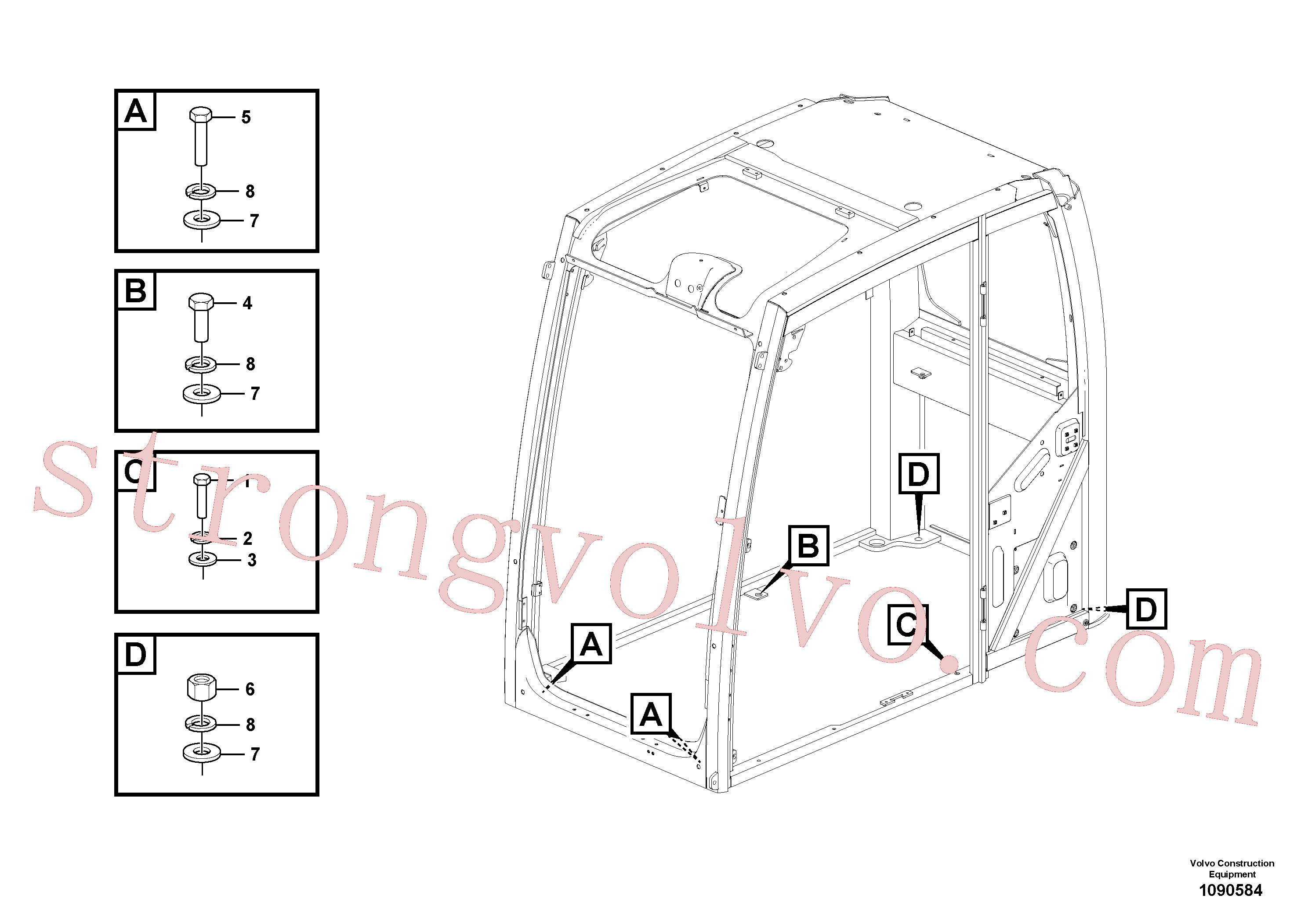 China Made VOE997460 Parafuso sextavado Volvo Acessórios para escavadeira