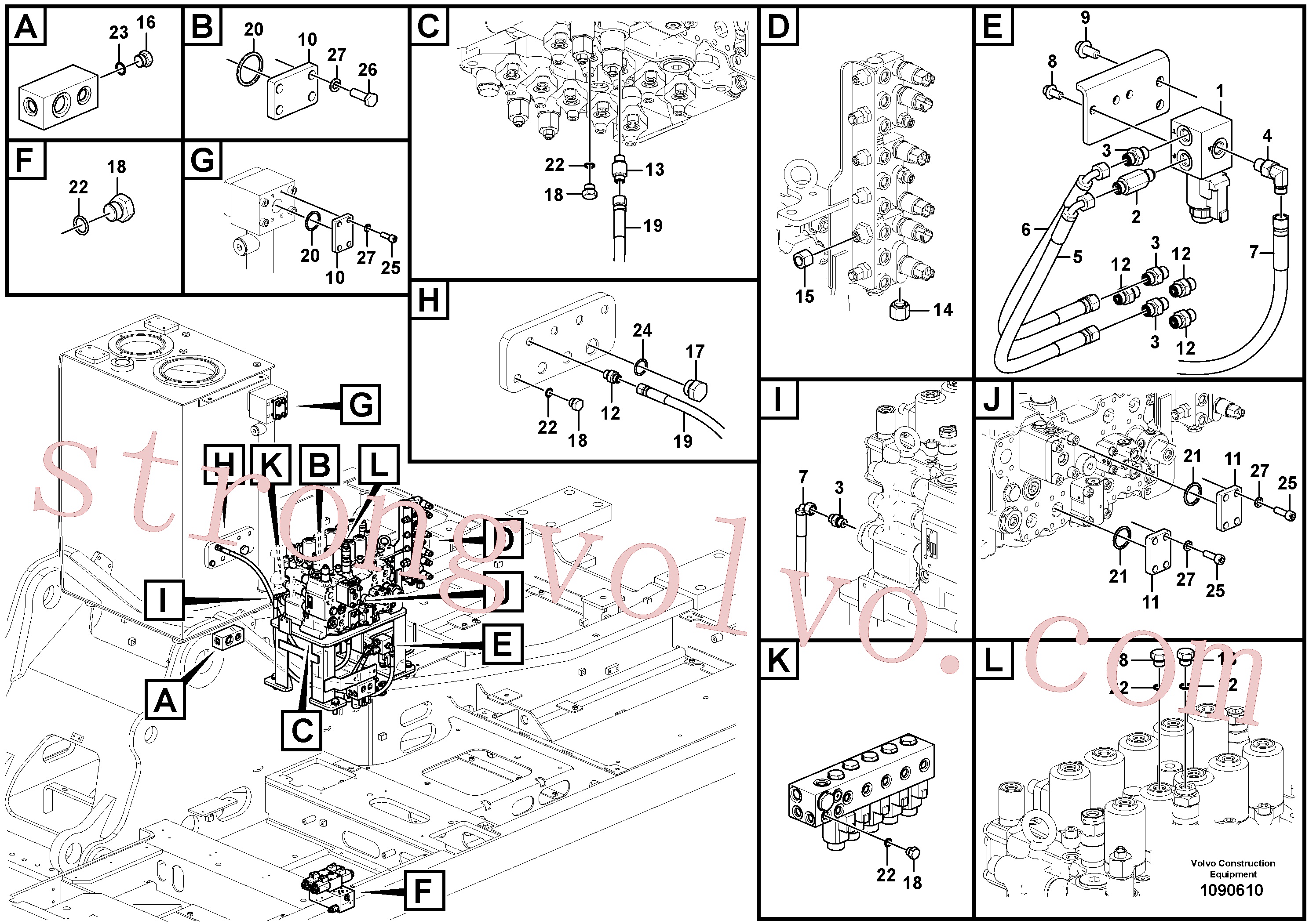 VOE14538898 Volvo Sistema servomotor, martelo e corte(1090610 Montagem)
