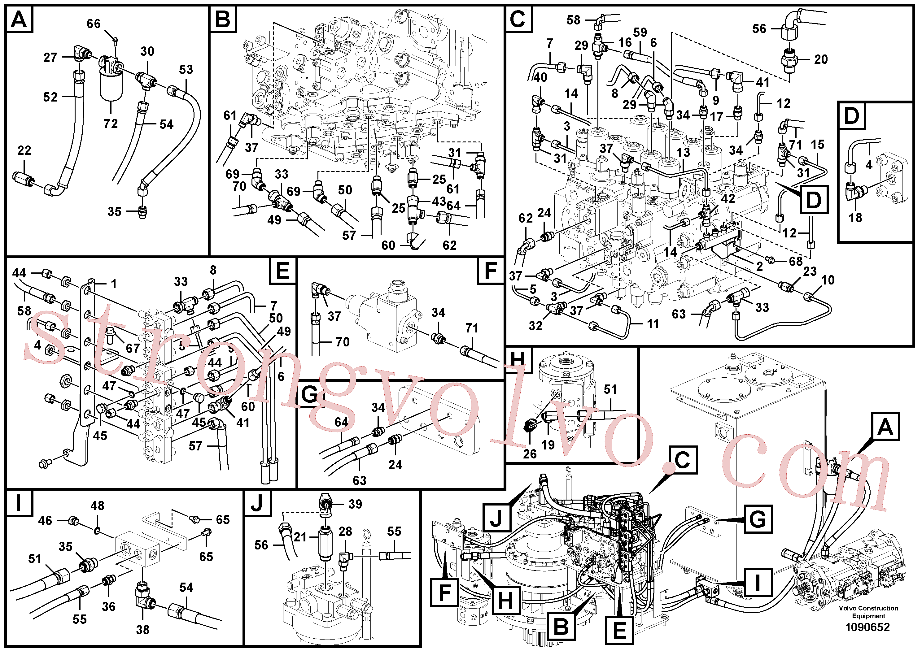 VOE14538882 Volvo Sistema servomotor, suporte do filtro e tubagem da bomba(1090652 Montagem)