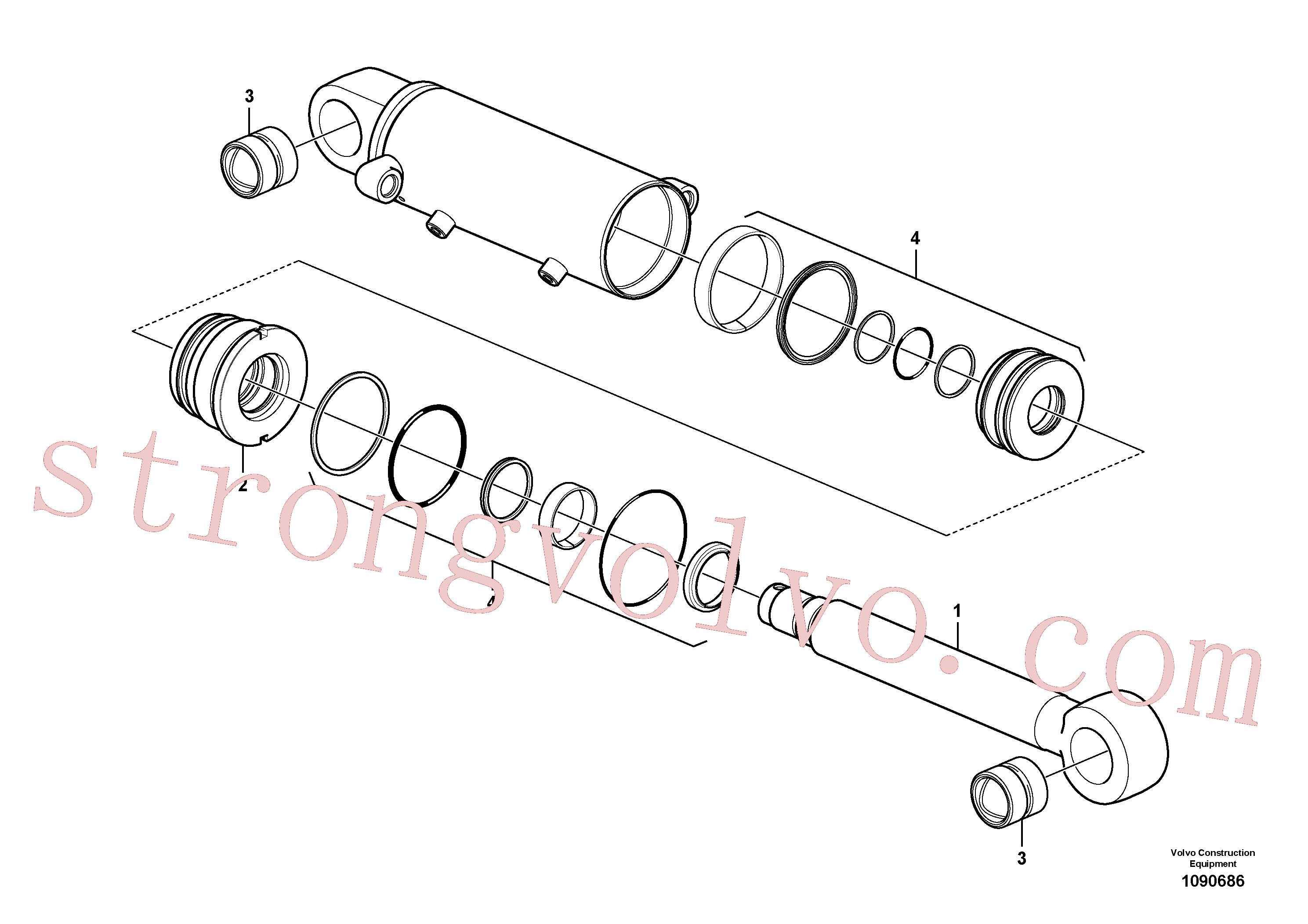 VOE11988920 Volvo Cilindro da lâmina niveladora(1090686 Montagem)