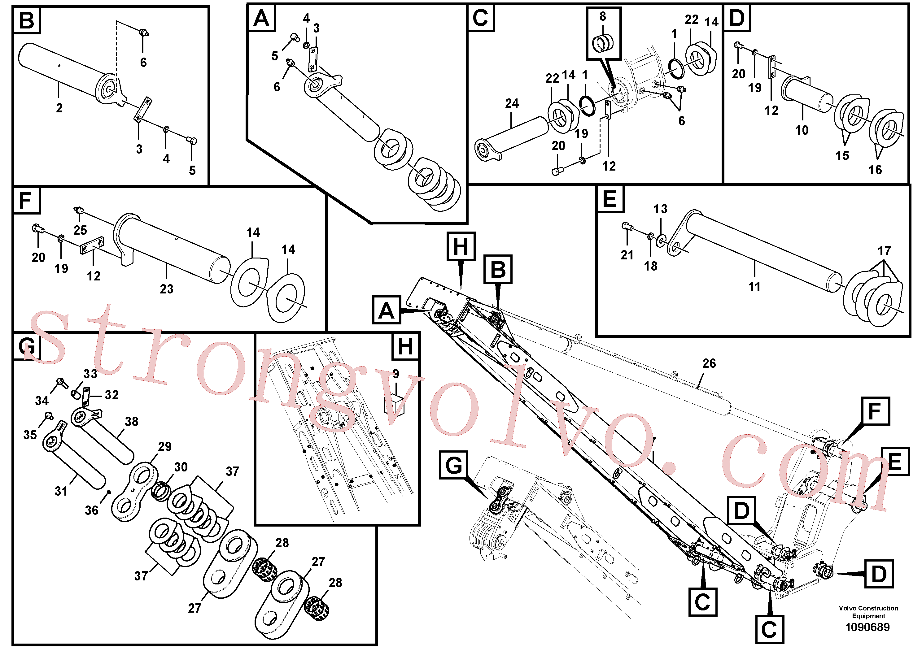 VOE991646 Volvo Tirantes para a lança(1090689 Montagem)