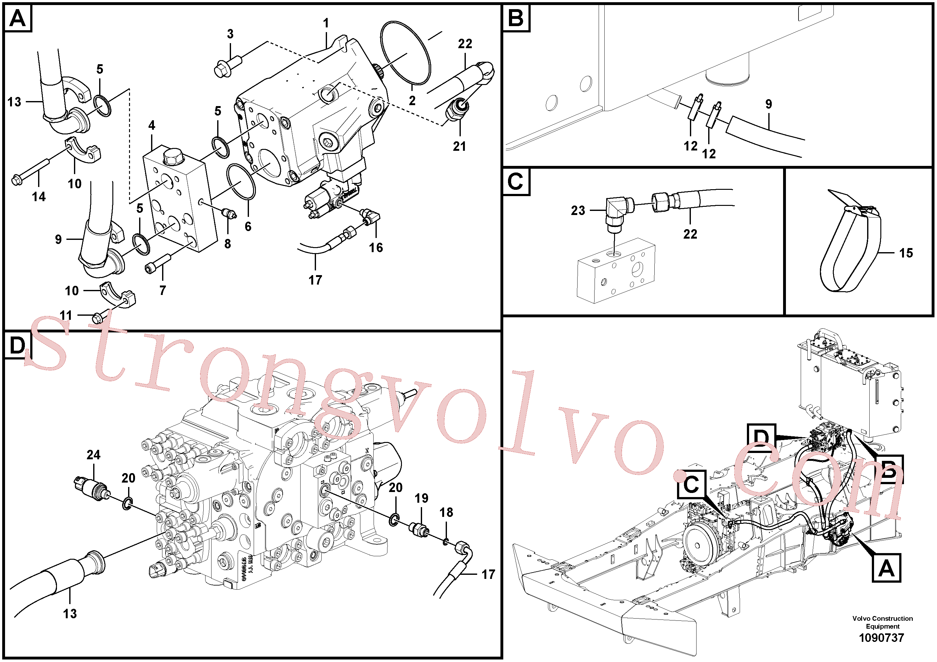 VOE937464 Volvo Sistema da direcção auxiliar(1090737 Montagem)