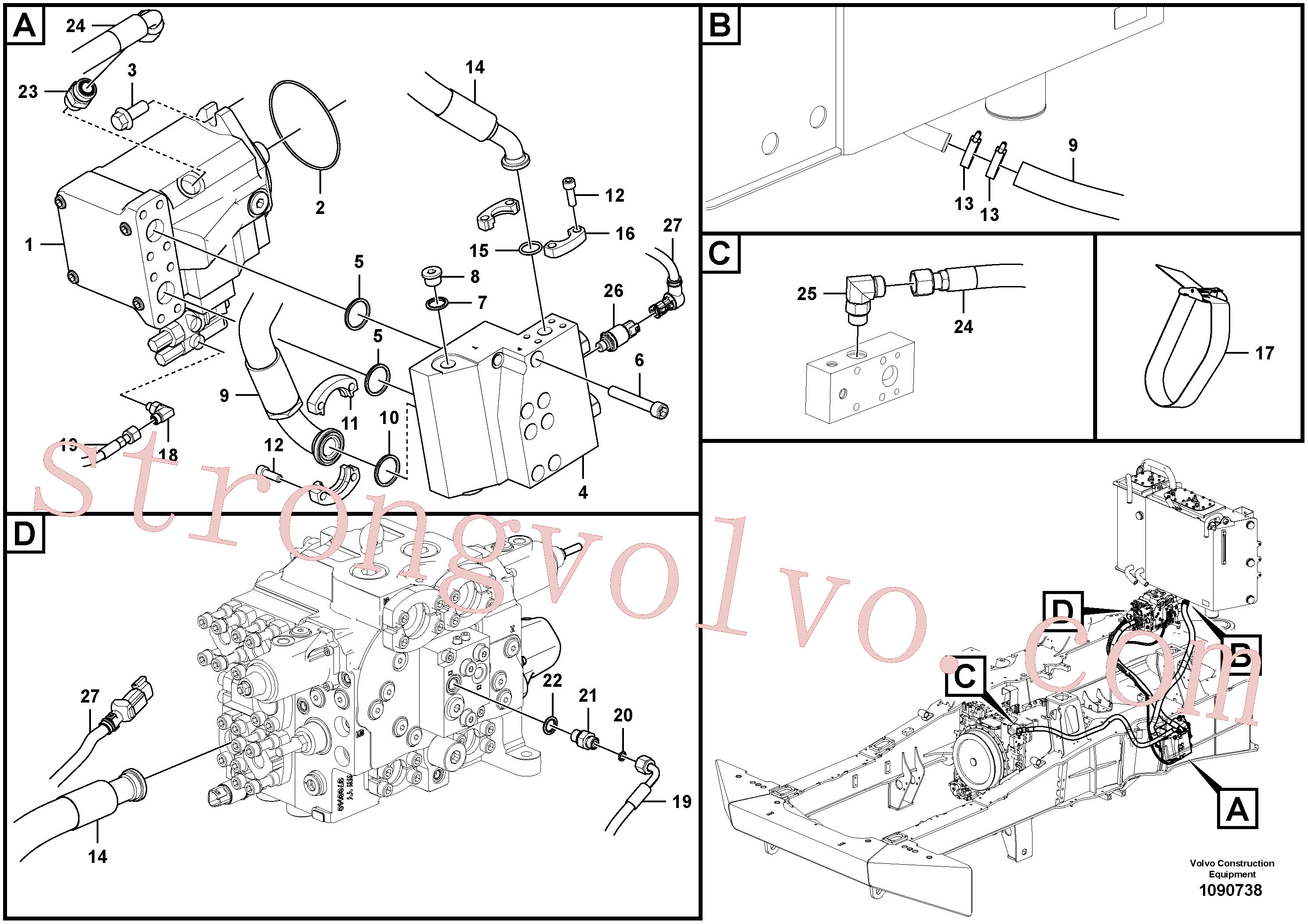 VOE937464 Mangueira completa Volvo escavadeira
