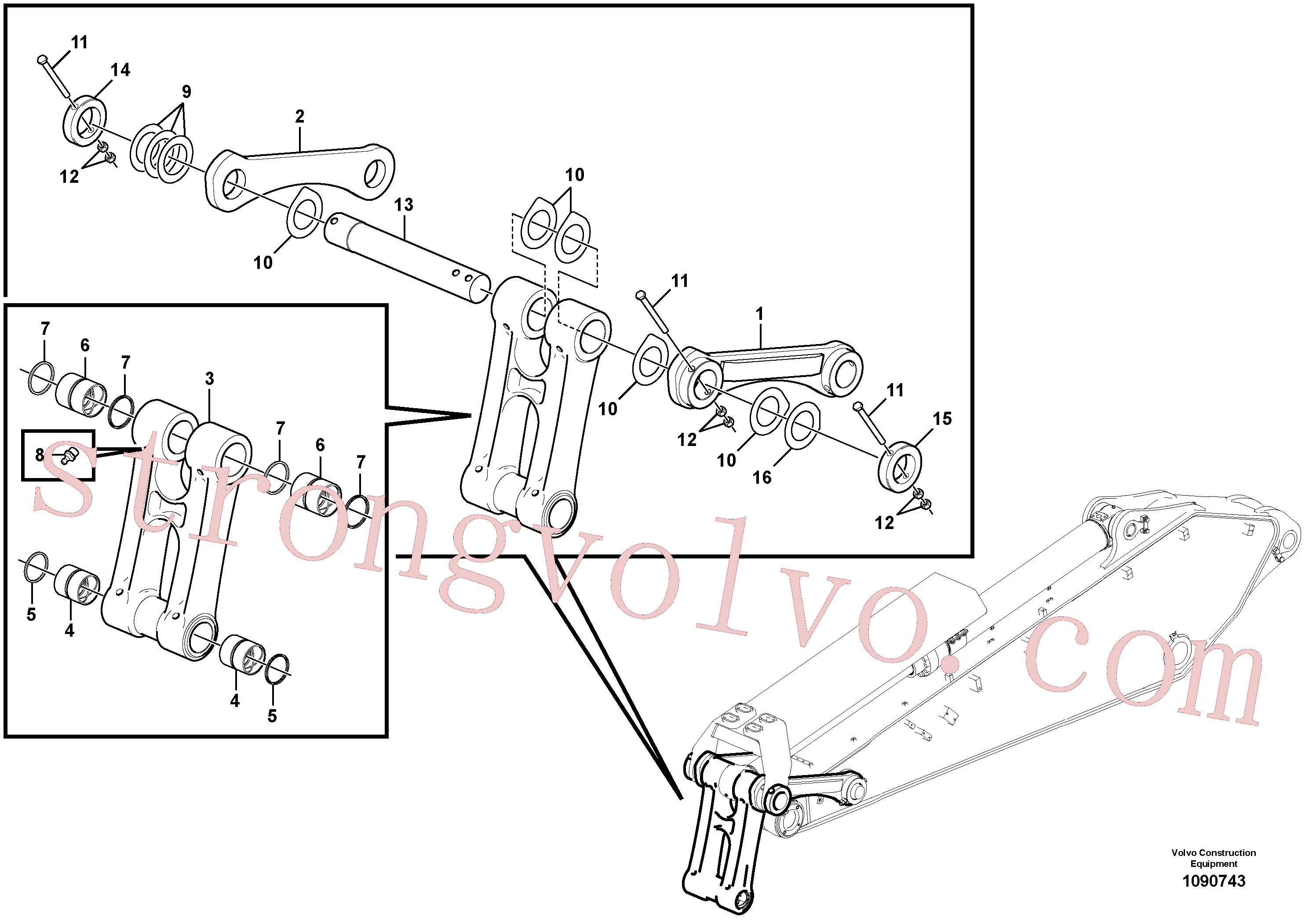 VOE14535492 Volvo Tirantes à haste de ligação(1090743 Montagem)