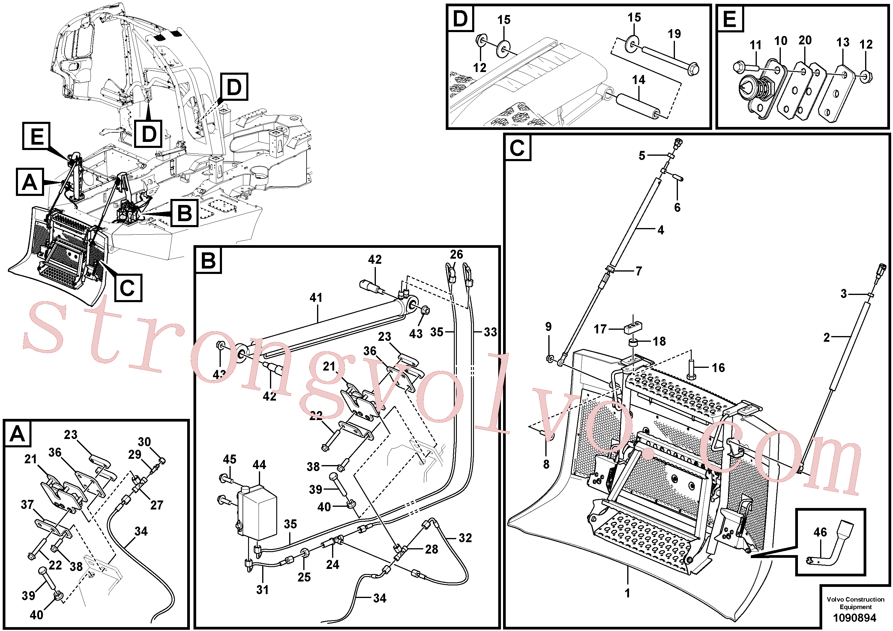 VOE60113083 Volvo Capot do motor(1090894 Montagem)