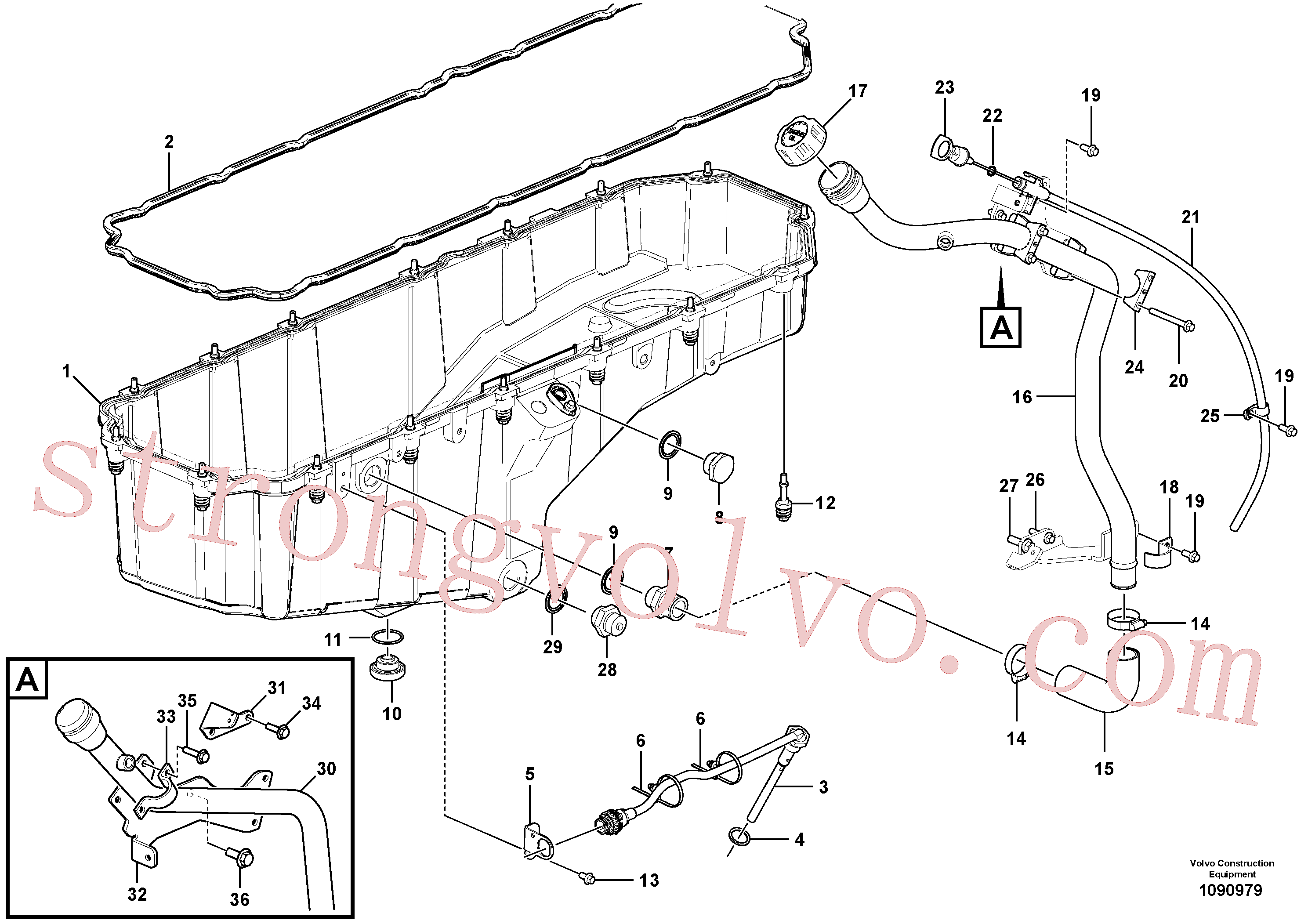 VOE240017 Volvo Cárter inferior do óleo com peças de montagem(1090979 Montagem)
