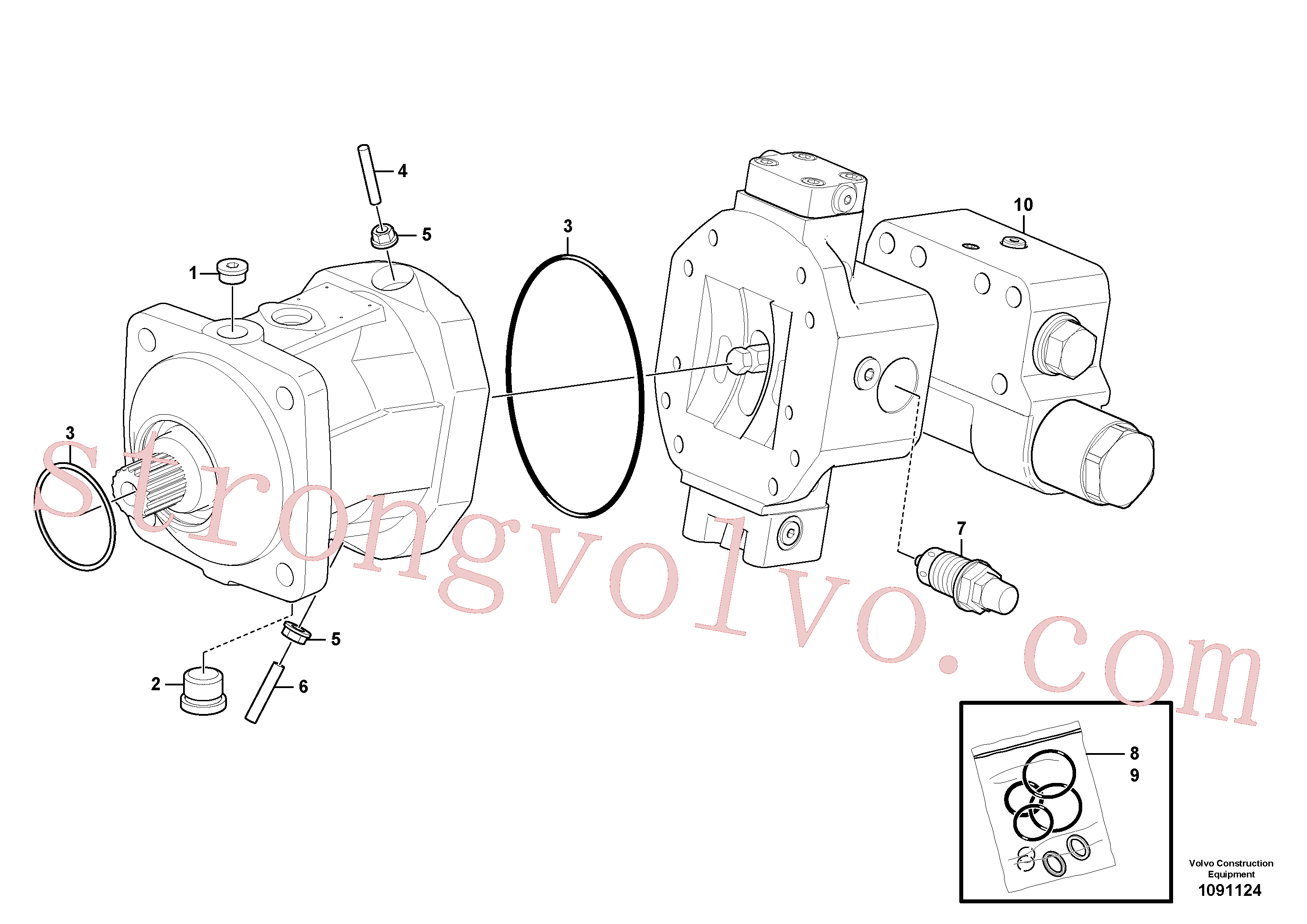 VOE11702171 Volvo Motor de deslocação(1091124 Montagem)