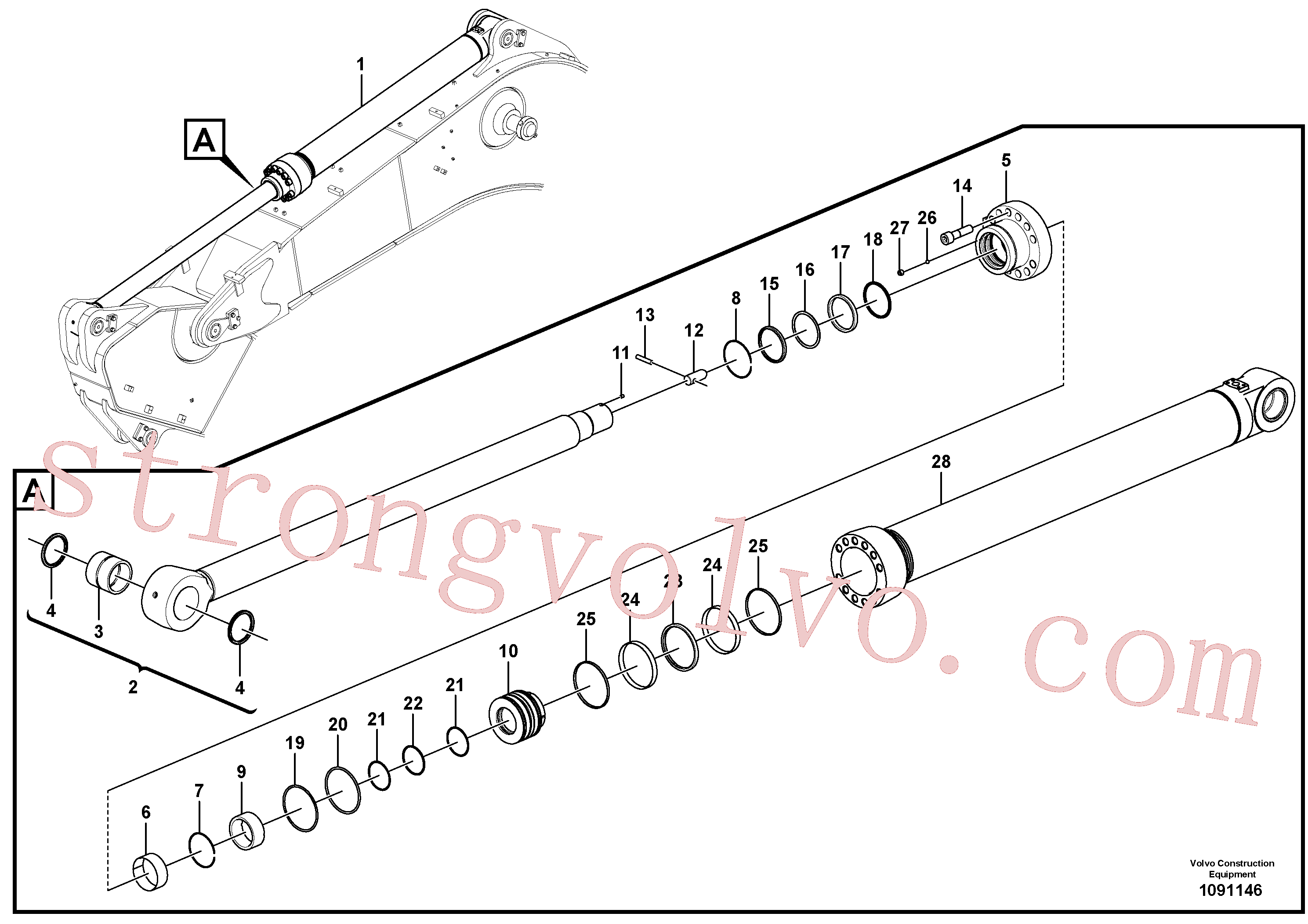 Volvo VOE14692022 Cilindro Volvo Acessórios para escavadeira