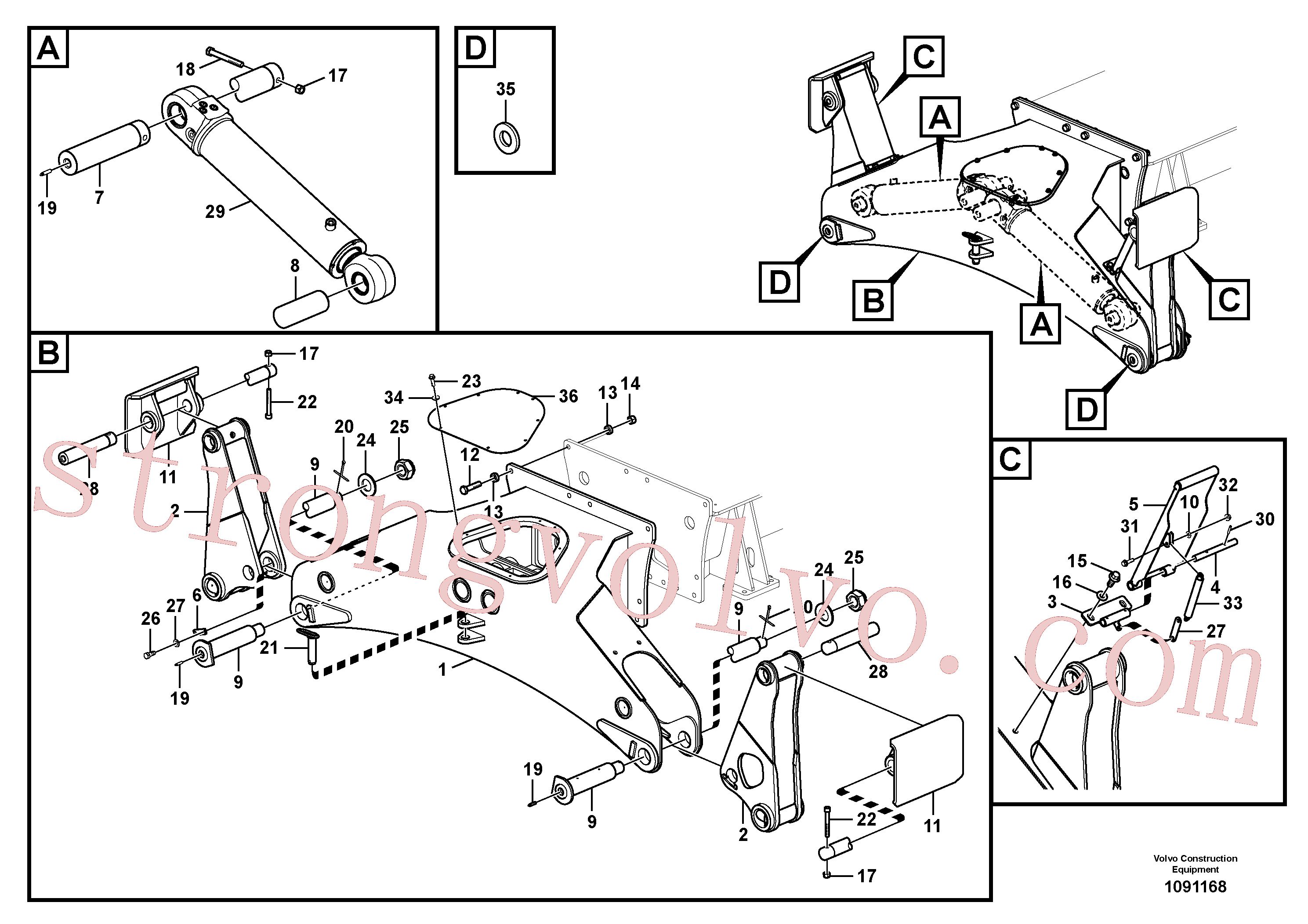 VOE14371260 Volvo Pé de apoio com placas flexíveis(1091168 Montagem)