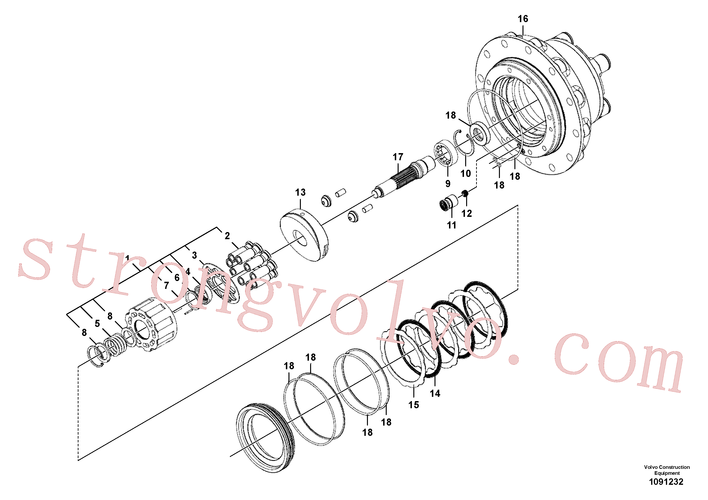 VOE14616929 Volvo Motor de deslocação(1091232 Montagem)