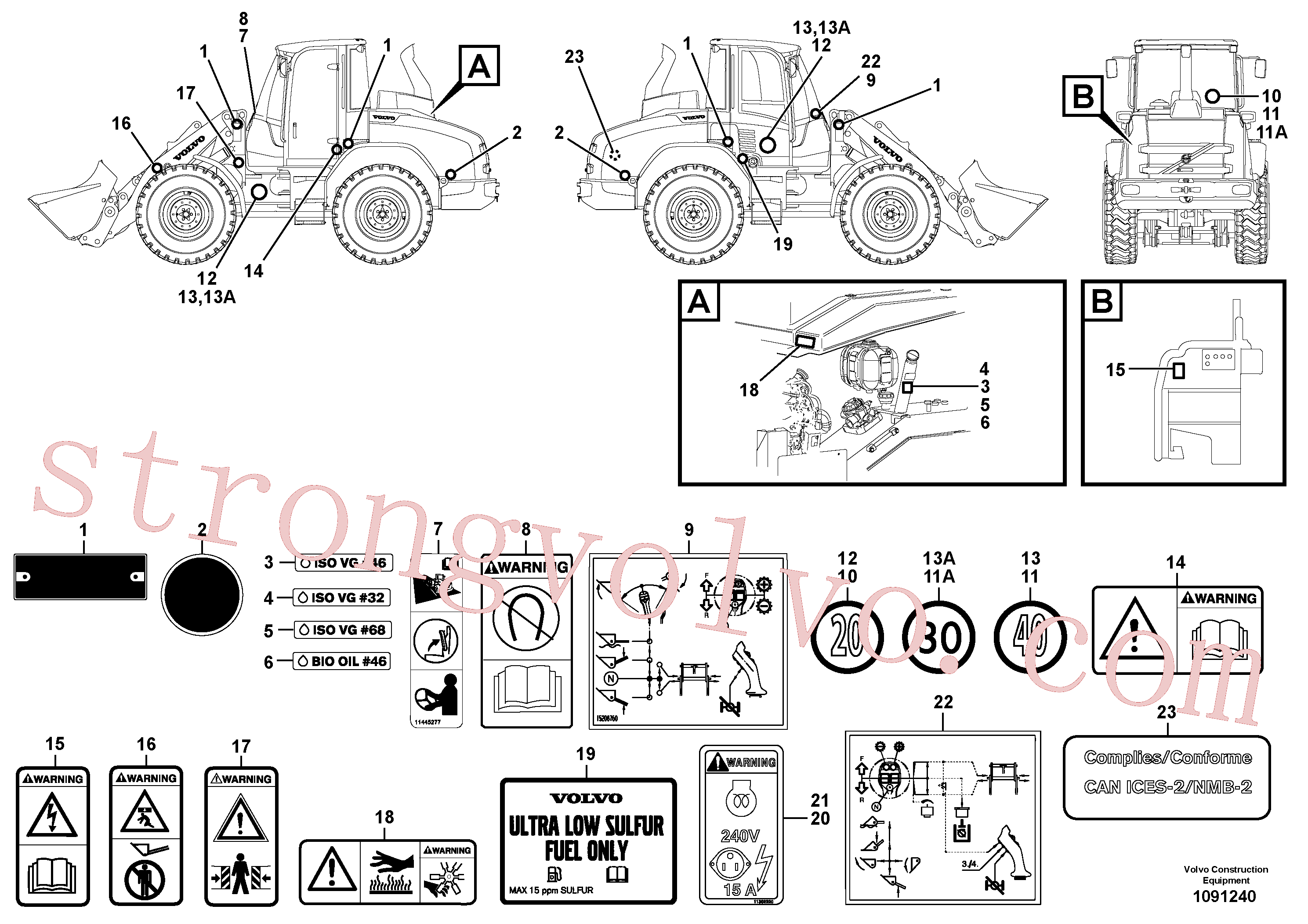 VOE14527170 Volvo Placas de sinalização e etiquetas adesivas(1091240 Montagem)