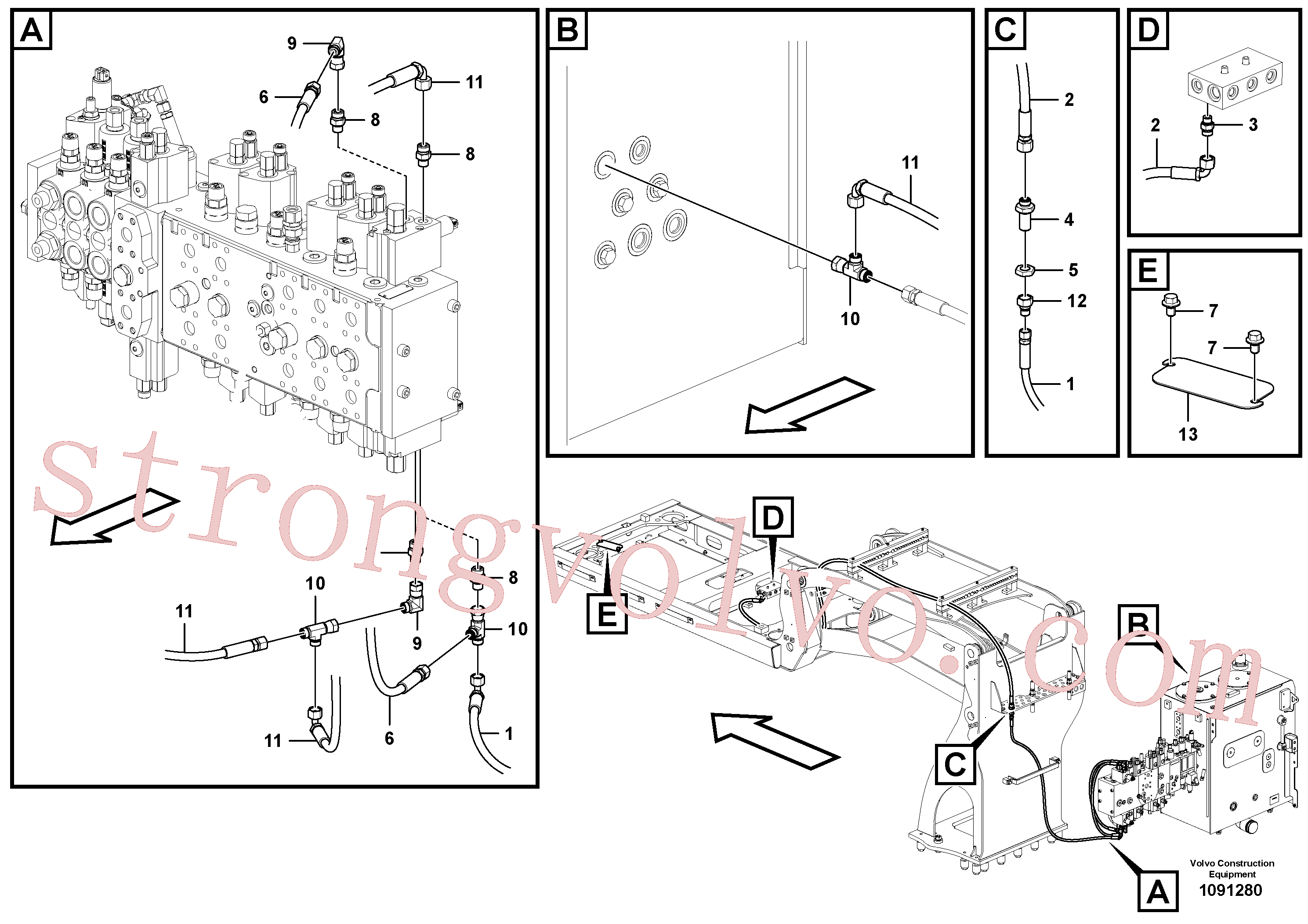 VOE937107 Volvo Sistema servomotor, martelo e corte(1091280 Montagem)