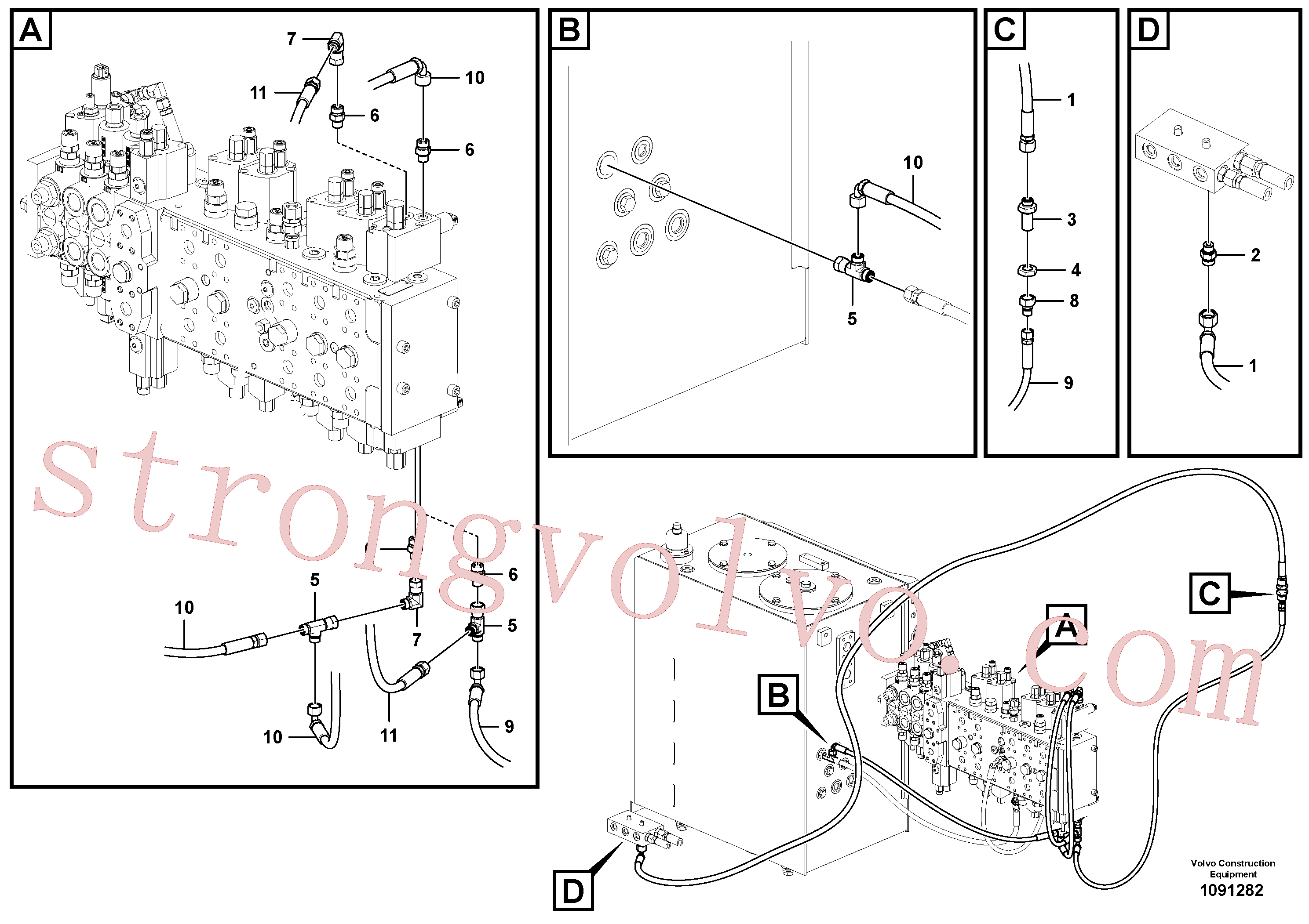 VOE936809 Volvo Sistema servomotor, martelo e corte(1091282 Montagem)