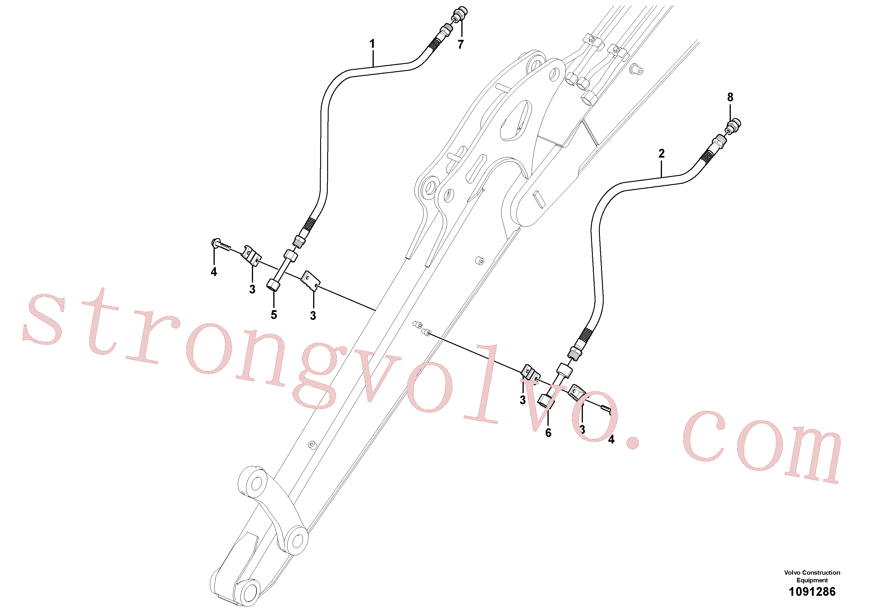 PJ4755045 Volvo Hidráulica de serviço, ruptura do braço de afundamento(1091286 Montagem)