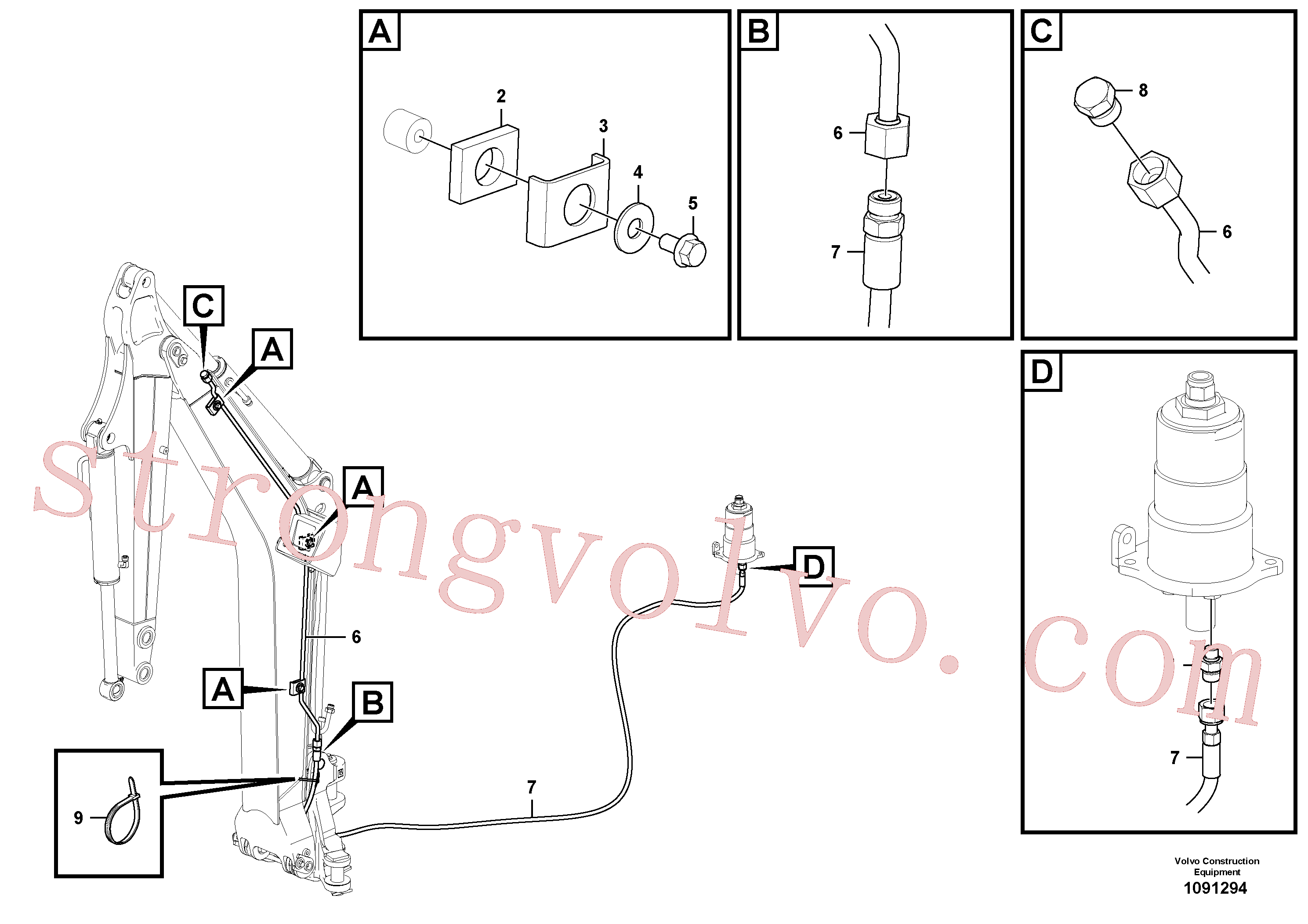 VOE15667769 Volvo Circuito hidráulico (engate rápido/dupla acção)(1091294 Montagem)