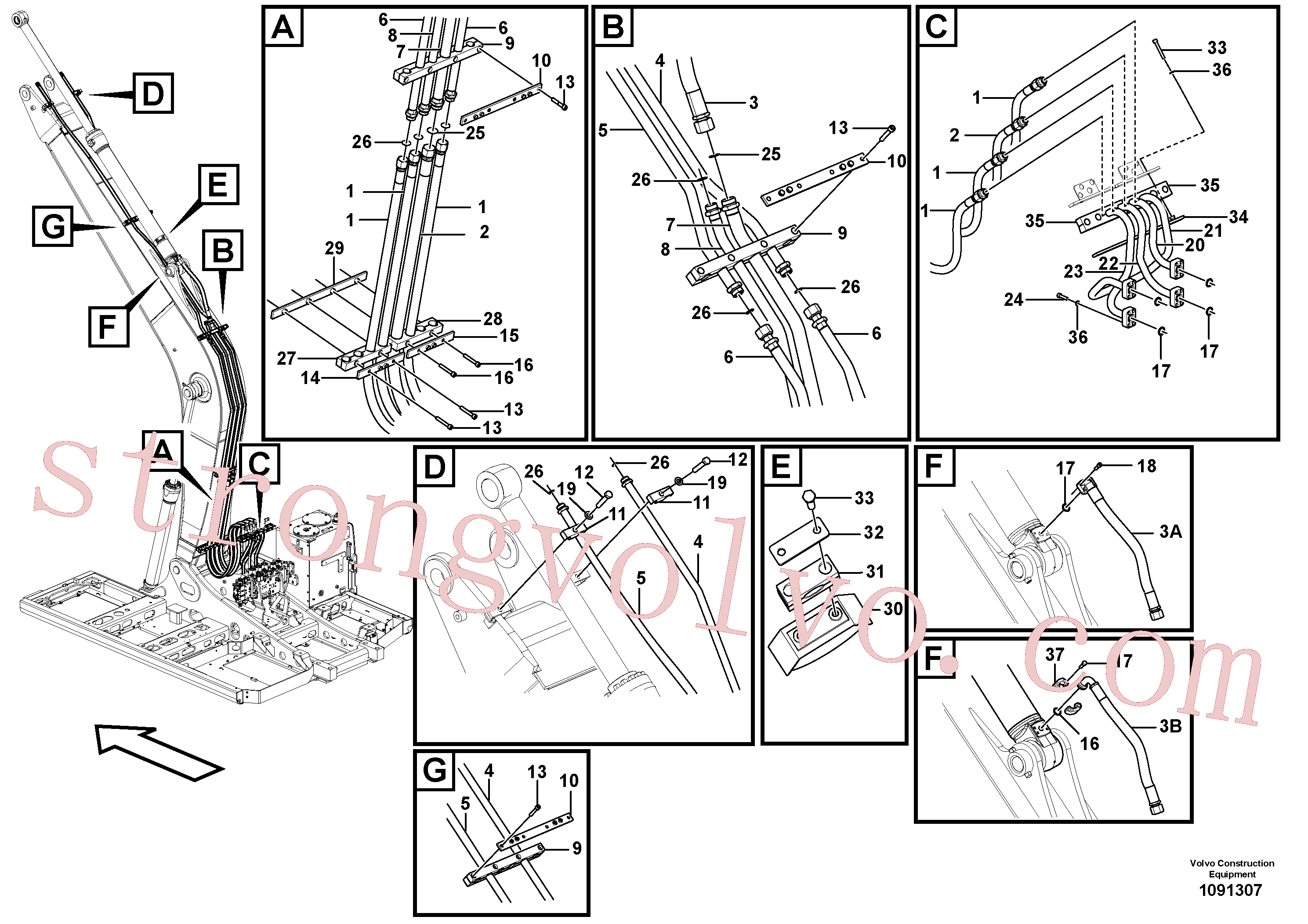 VOE14379225 Volvo Hidráulica de serviço, cilindro do braço de afundamento na lança.(1091307 Montagem)