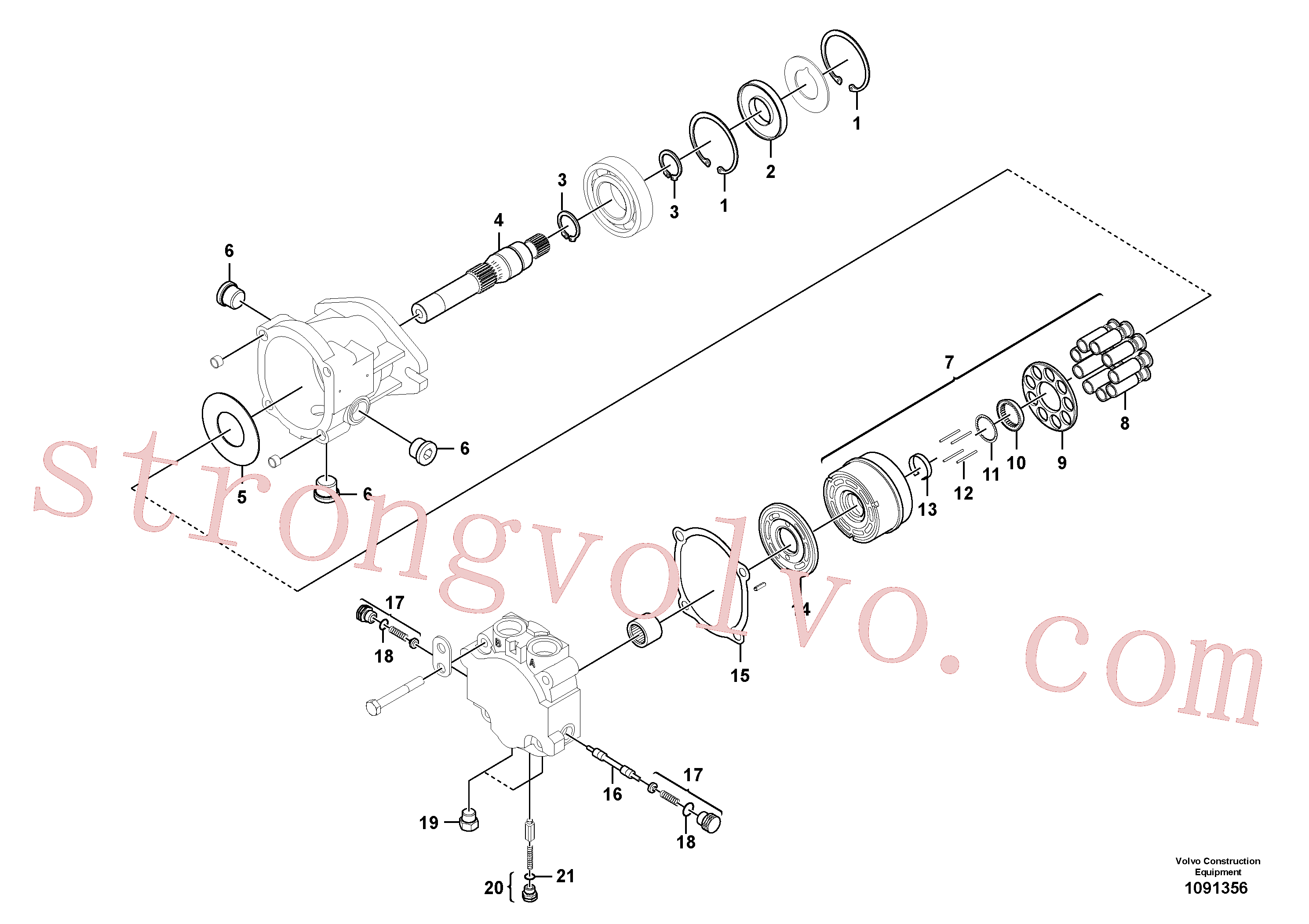 VOE11713552 Volvo Motor hidráulico(1091356 Montagem)