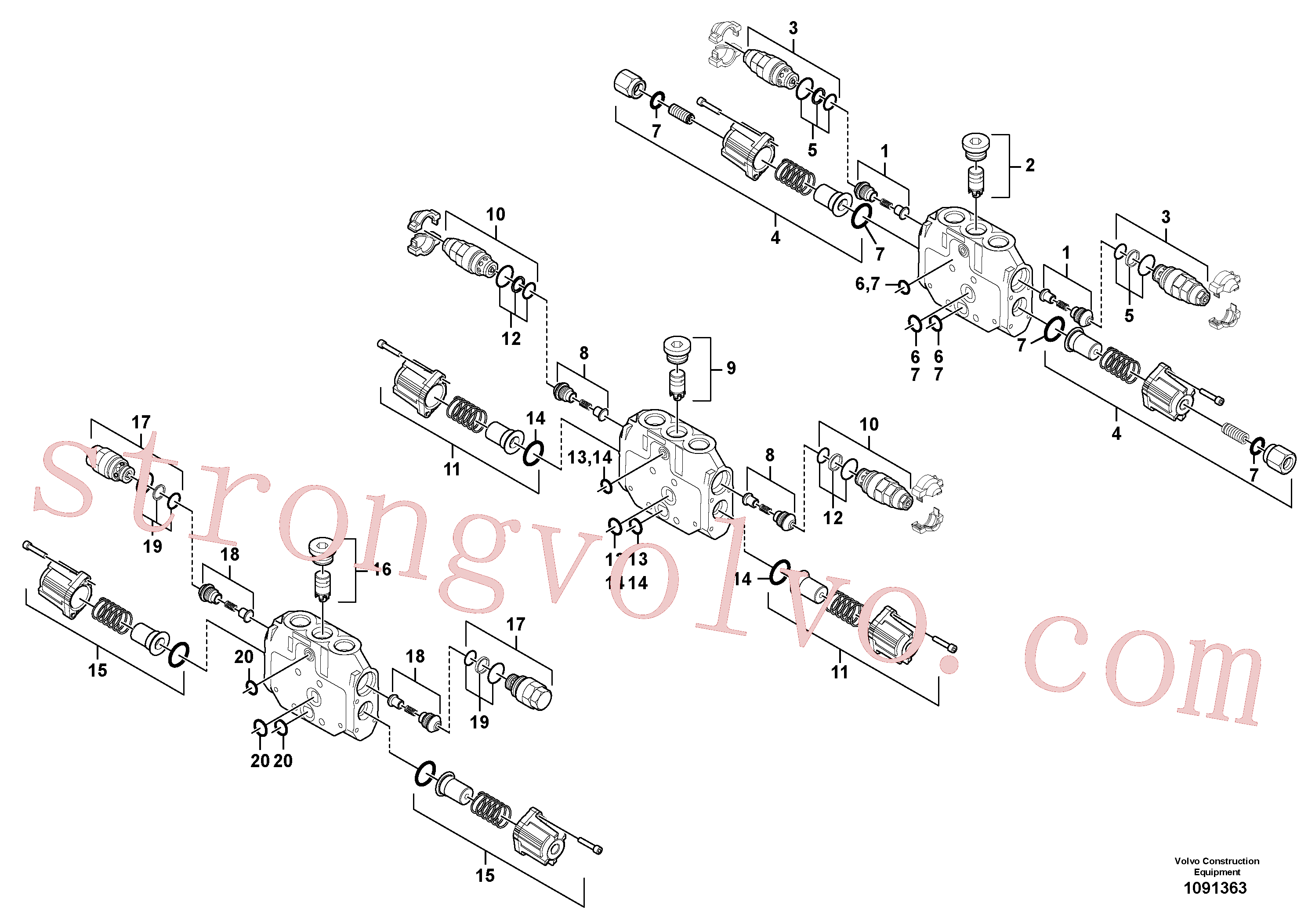 VOE17435365 Volvo Secção da válvula(1091363 Montagem)