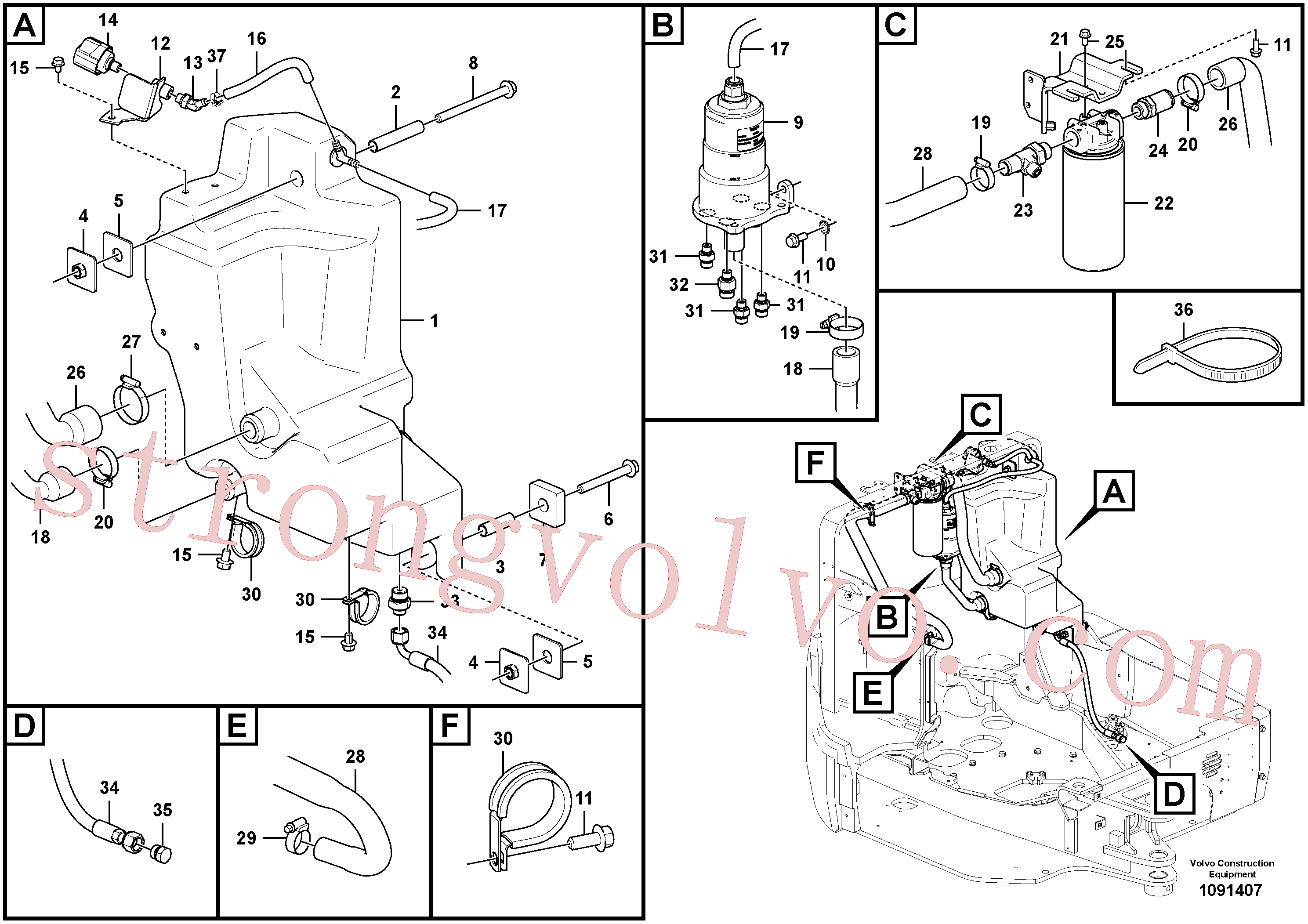 VOE15604351 Volvo Tanque de óleo hidráulico com acessórios(1091407 Montagem)