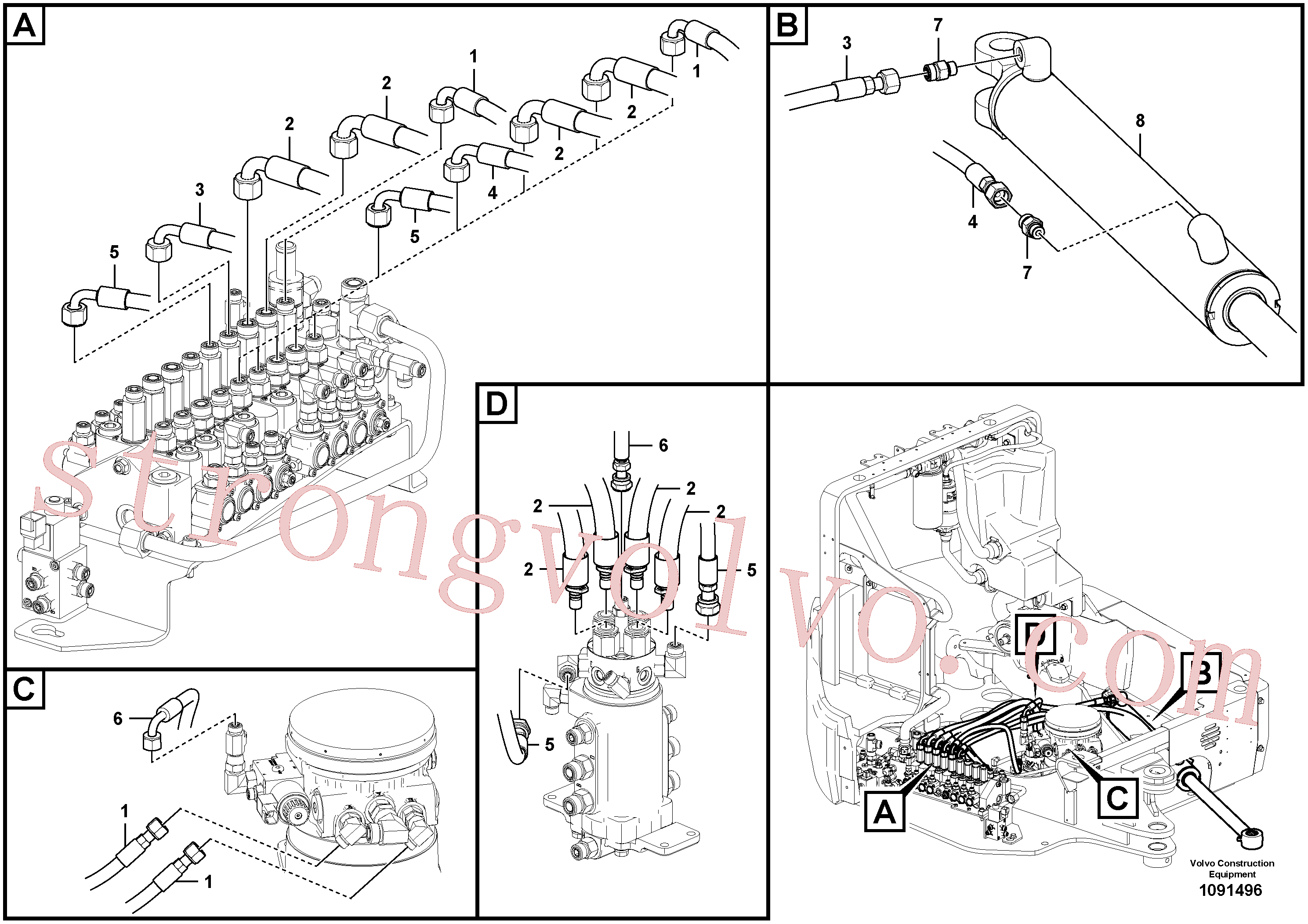 VOE15663559 Volvo Sistema hidráulico, válvula de comando da lança e articulação(1091496 Montagem)