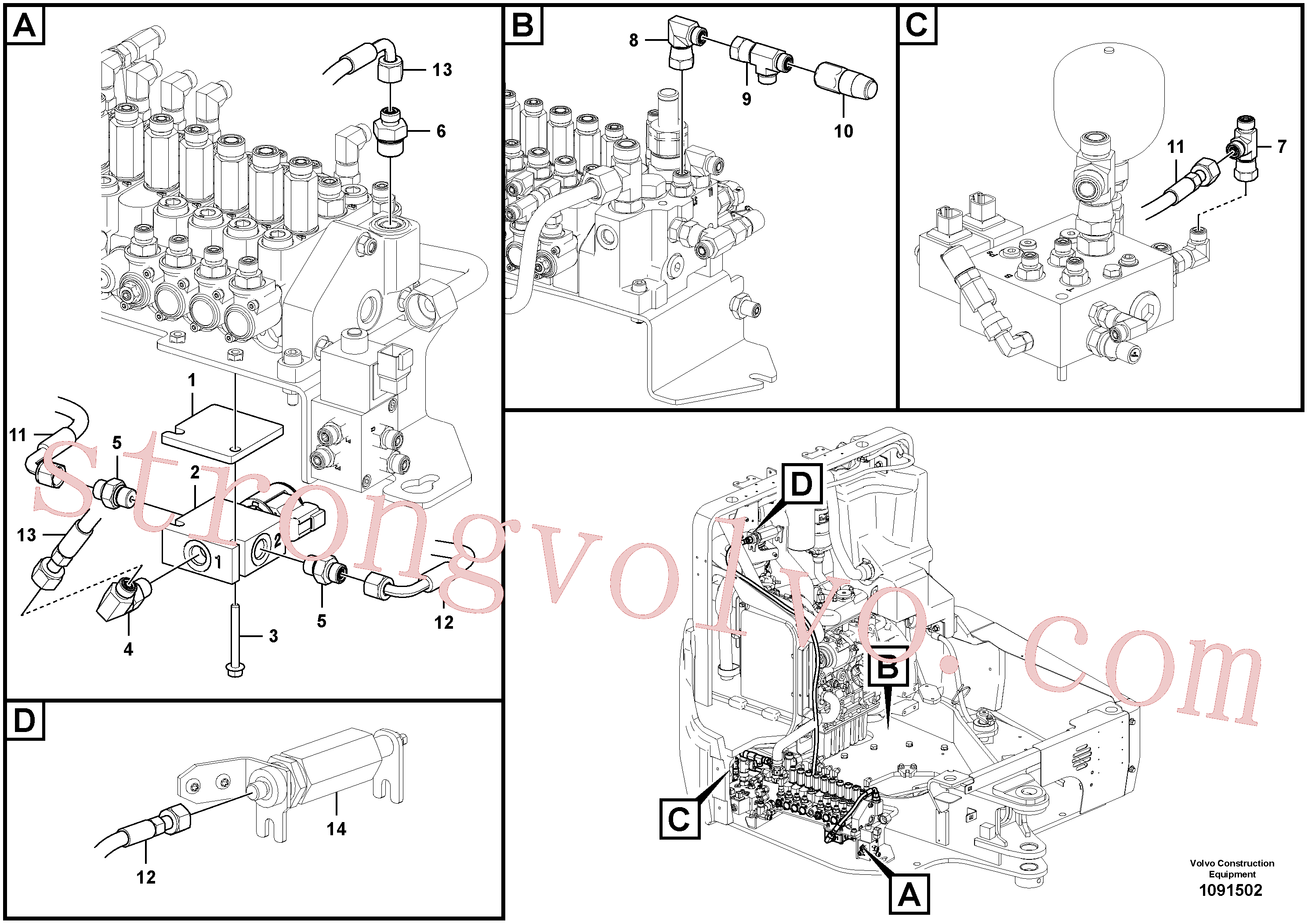 VOE15671336 Volvo Válvula hidráulica(1091502 Montagem)