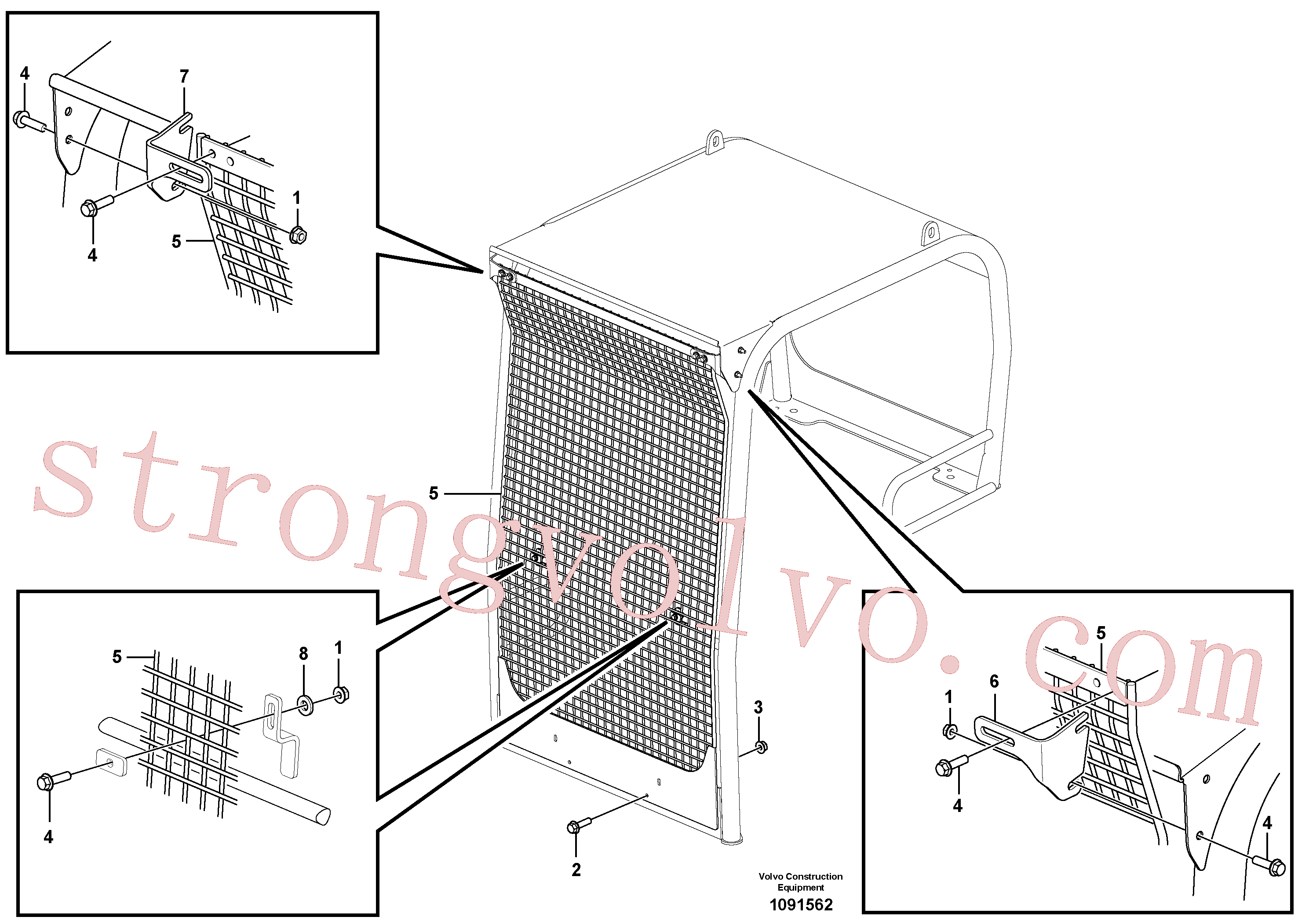 VOE984754 Volvo Resguardo contra objectos em queda (FOPS)(1091562 Montagem)