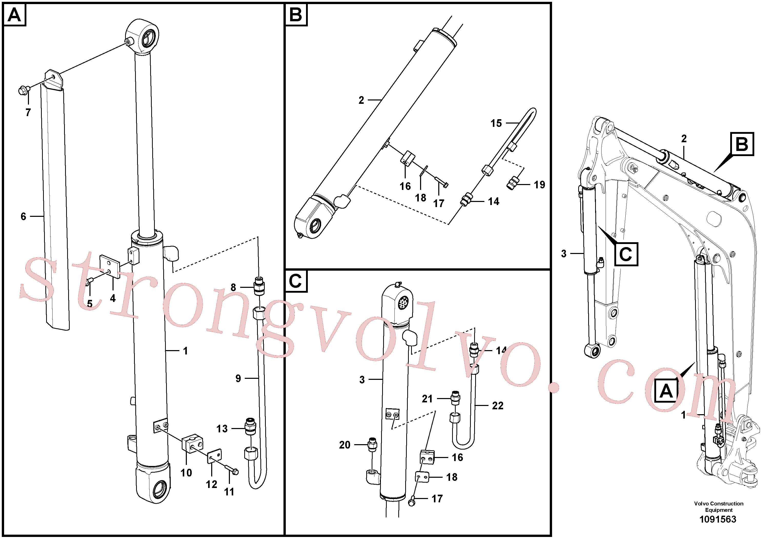 VOE11807502 Volvo Circuito hidráulico (lança)(1091563 Montagem)