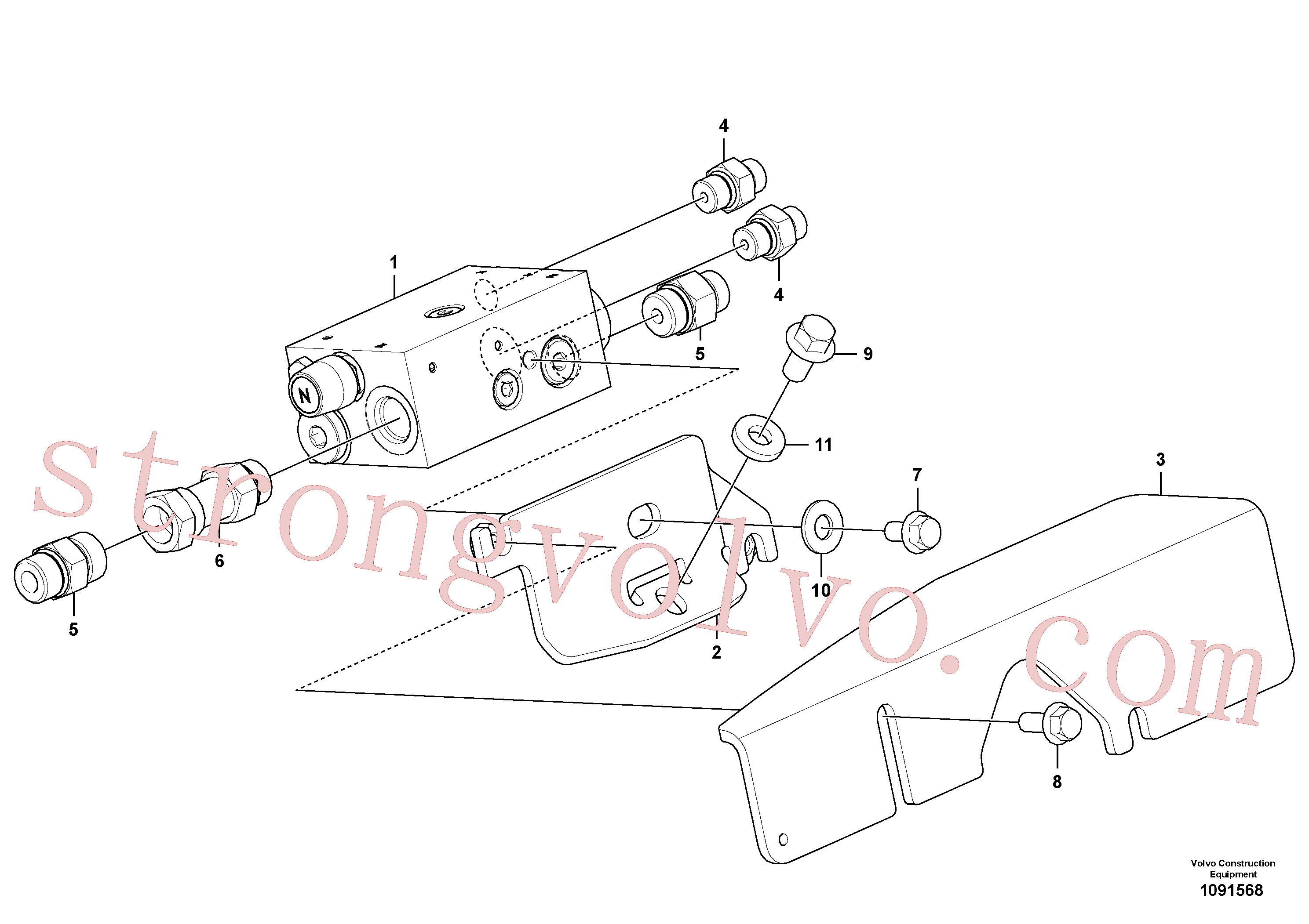 VOE937281 Volvo Válvula de segurança (cilindro do braço de afundamento)(1091568 Montagem)