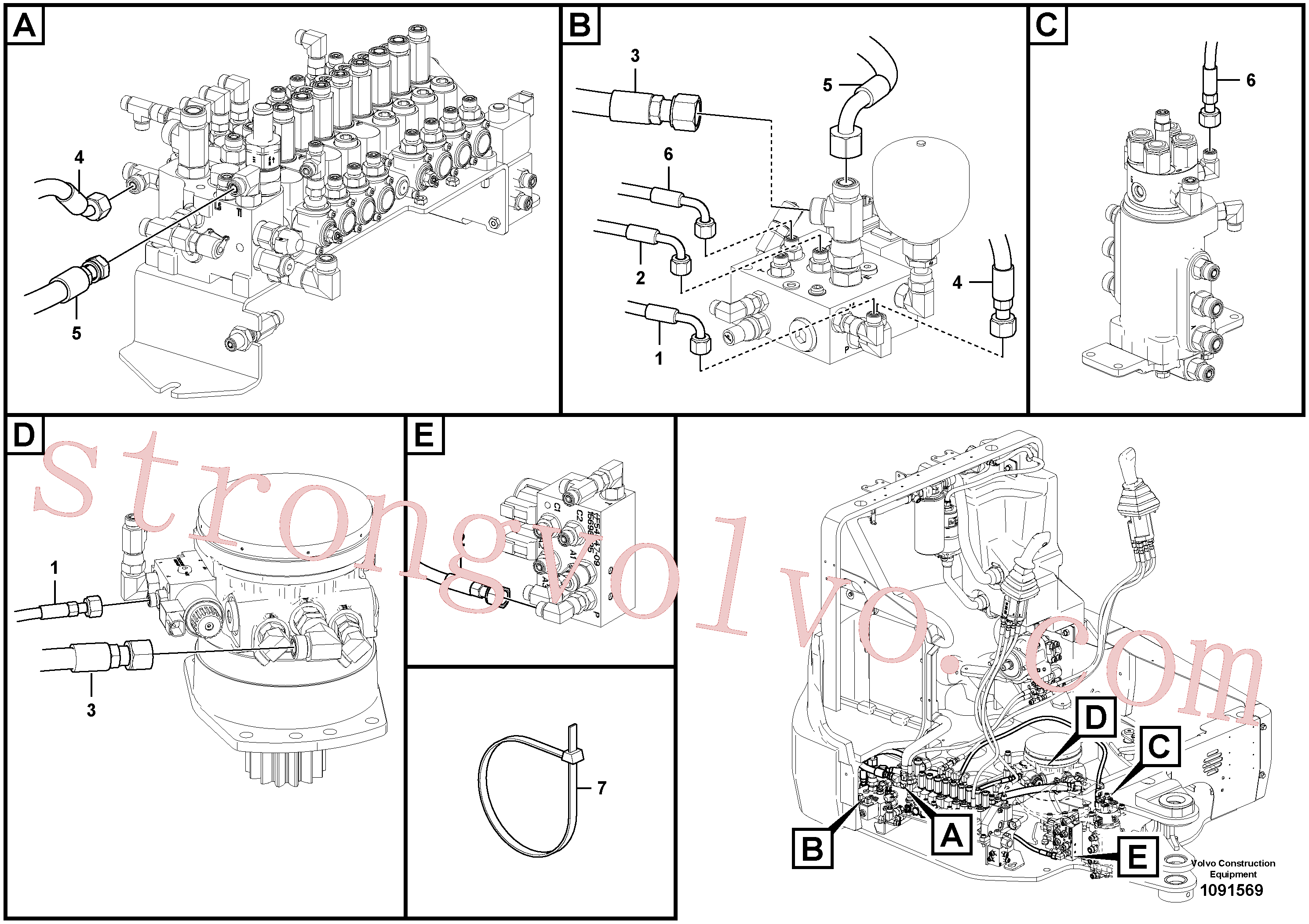 VOE15706349 Volvo Linha da rótula, válvula de comando à rótula(1091569 Montagem)