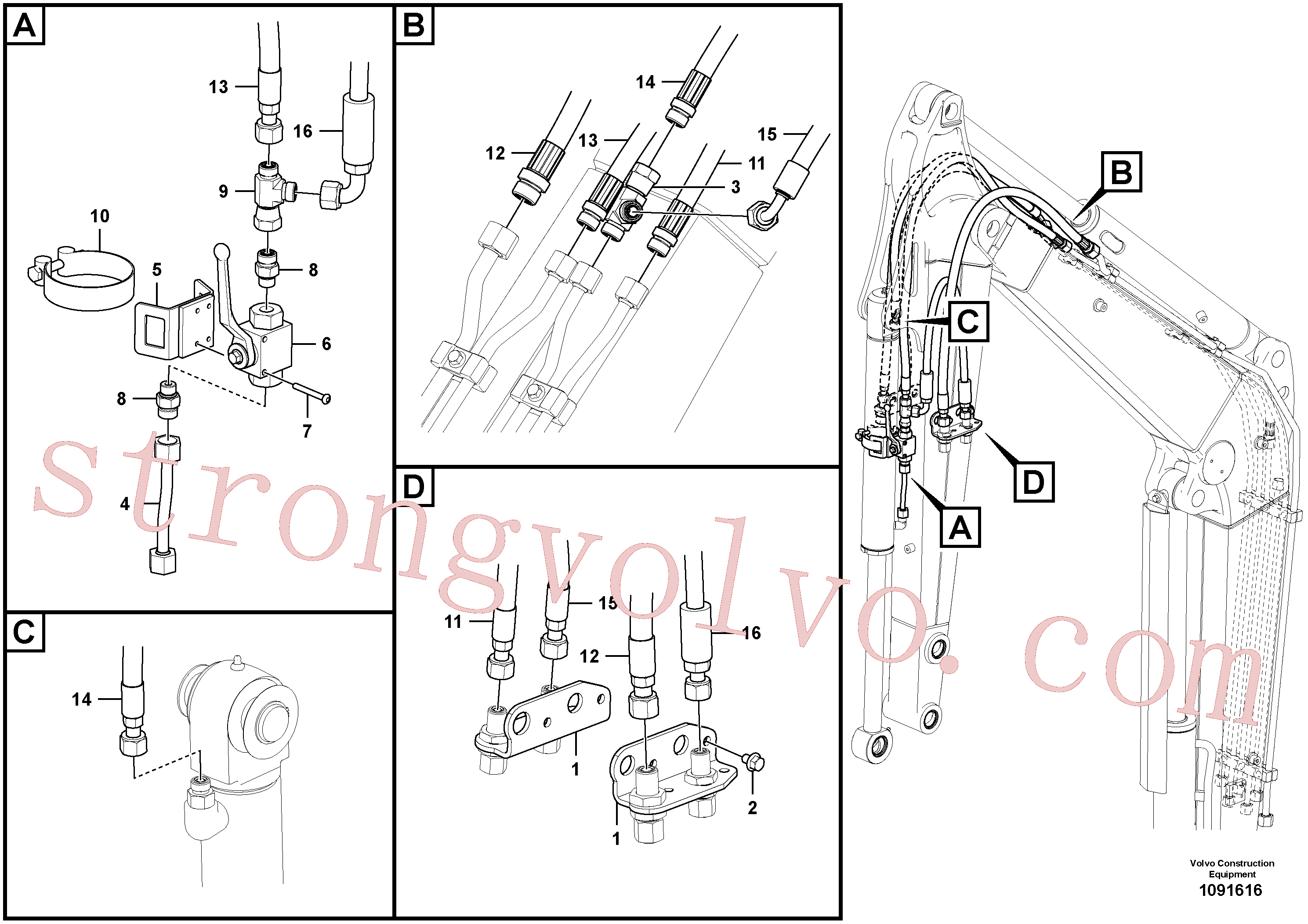 VOE60113246 Volvo Hidráulica de serviço, ruptura do braço de afundamento(1091616 Montagem)