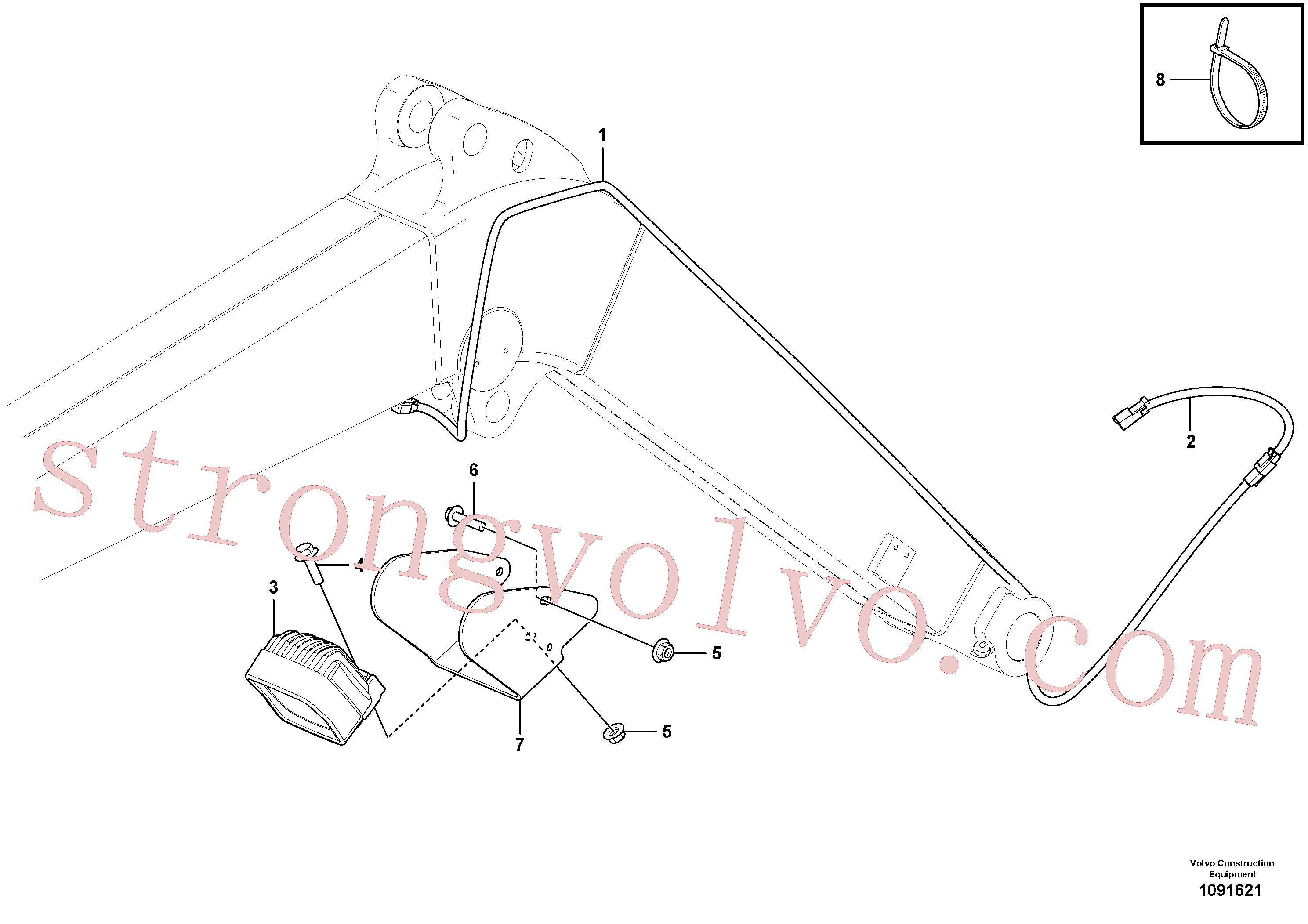 VOE990940 Volvo Luz de serviço na lança(1091621 Montagem)