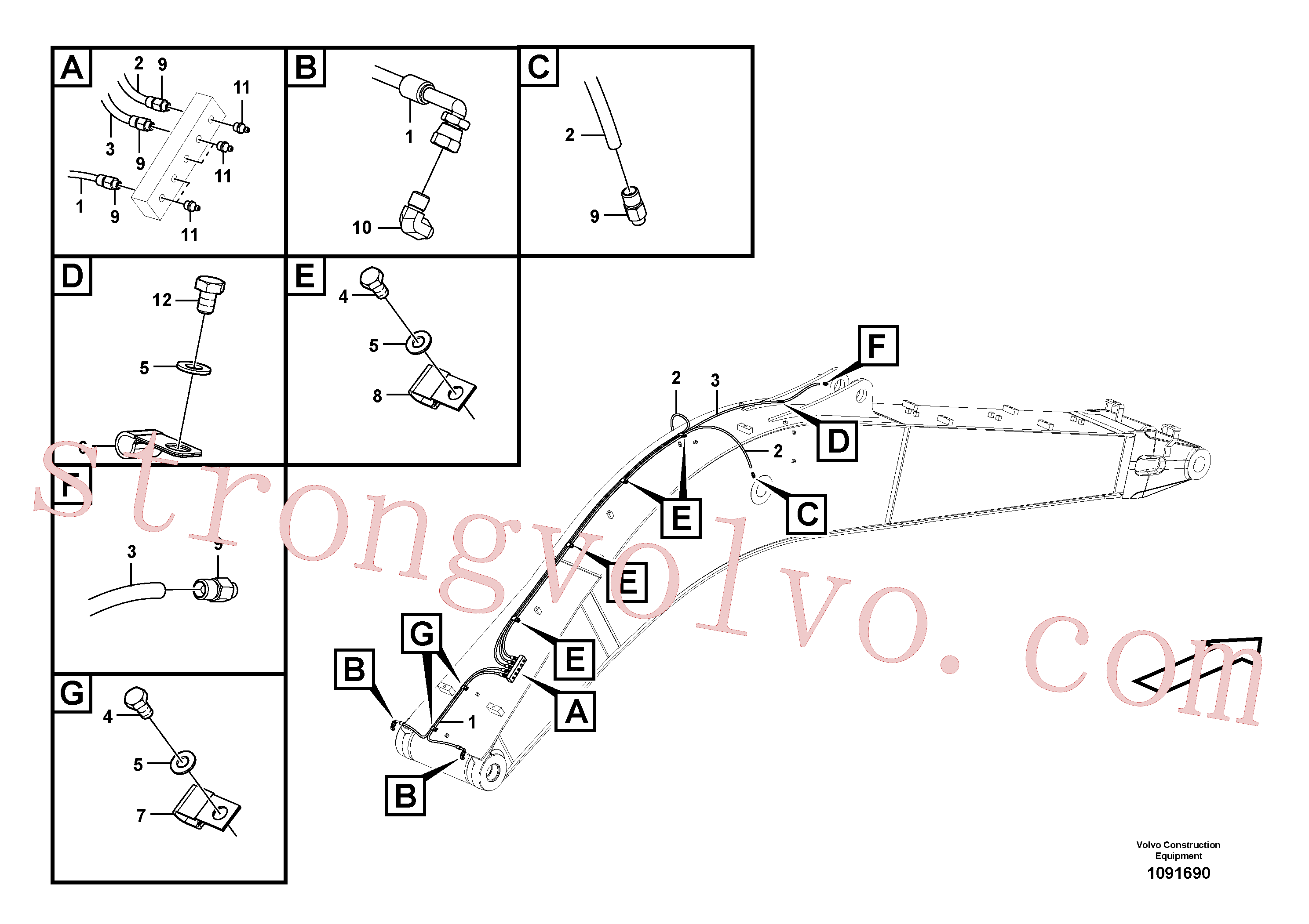 VOE14883786 Volvo Tubagem de massa(1091690 Montagem)