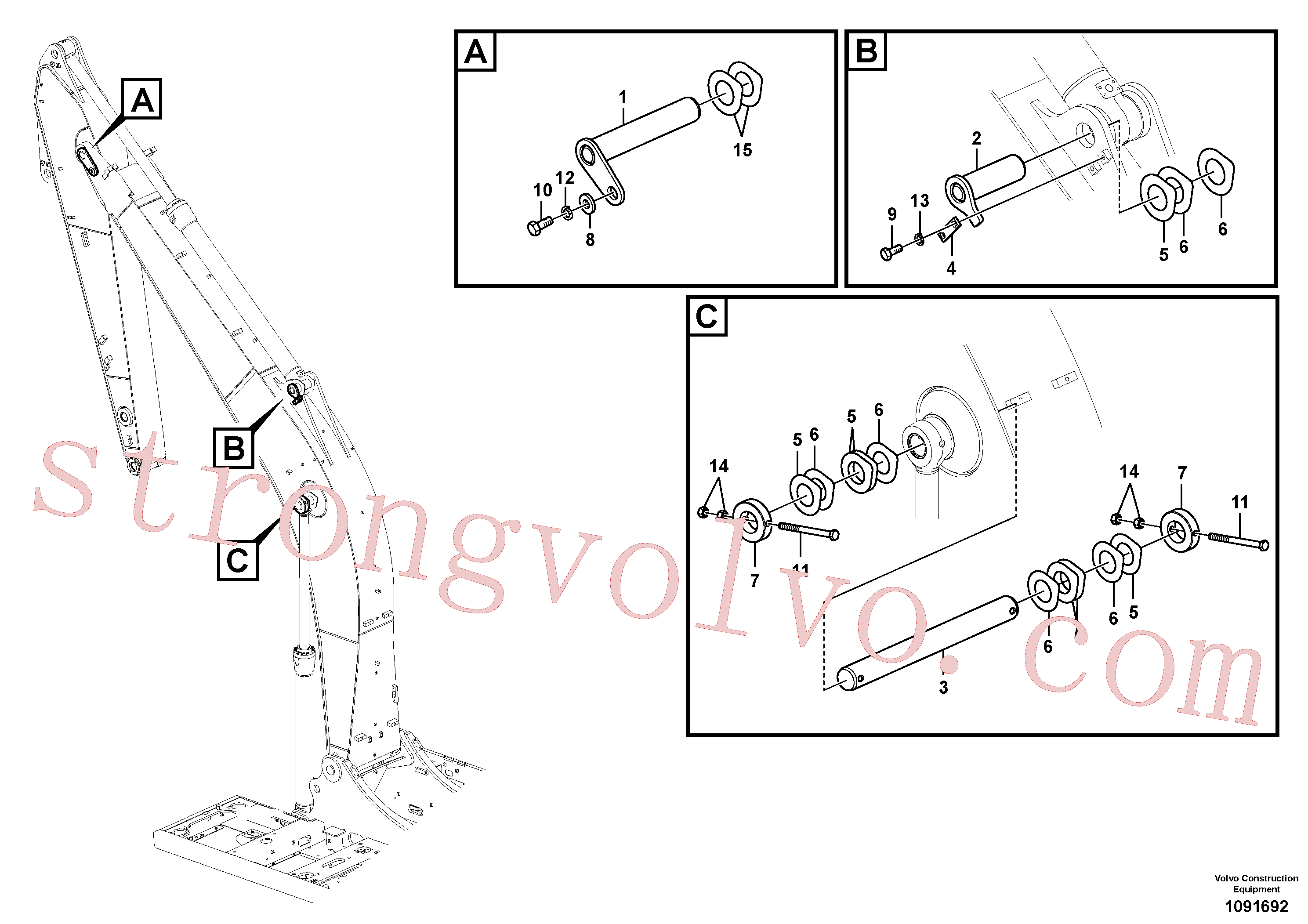 VOE14544880 Volvo Tirantes para a lança(1091692 Montagem)