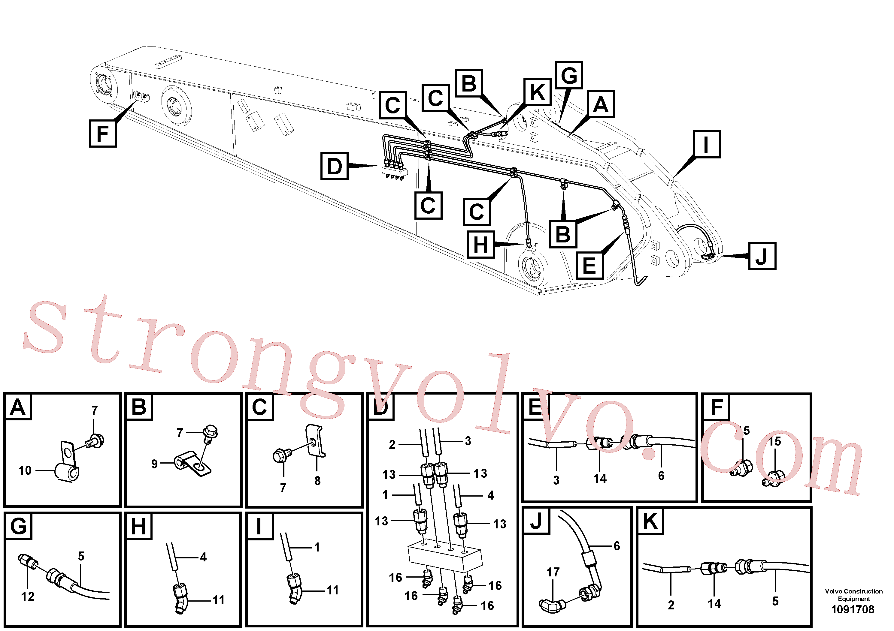 VOE14880648 Volvo Tubagem de massa(1091708 Montagem)