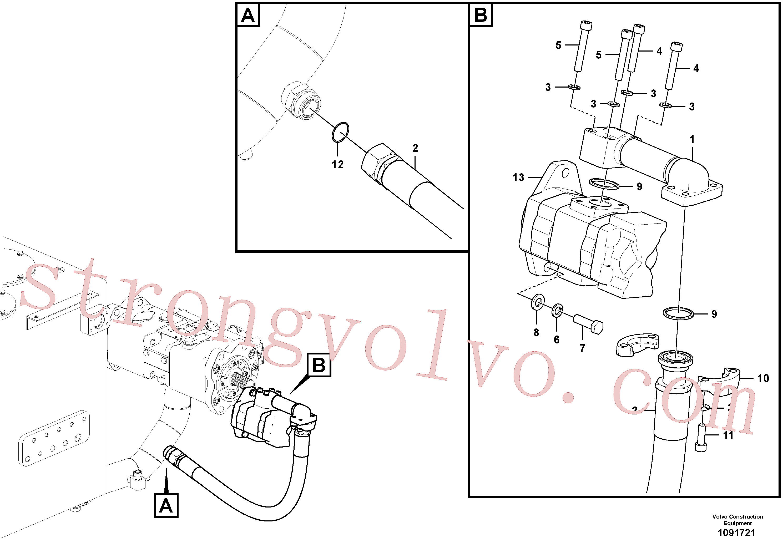 VOE997863 Volvo Sistema hidráulico, tanque hidráulico para a bomba hidráulica(1091721 Montagem)