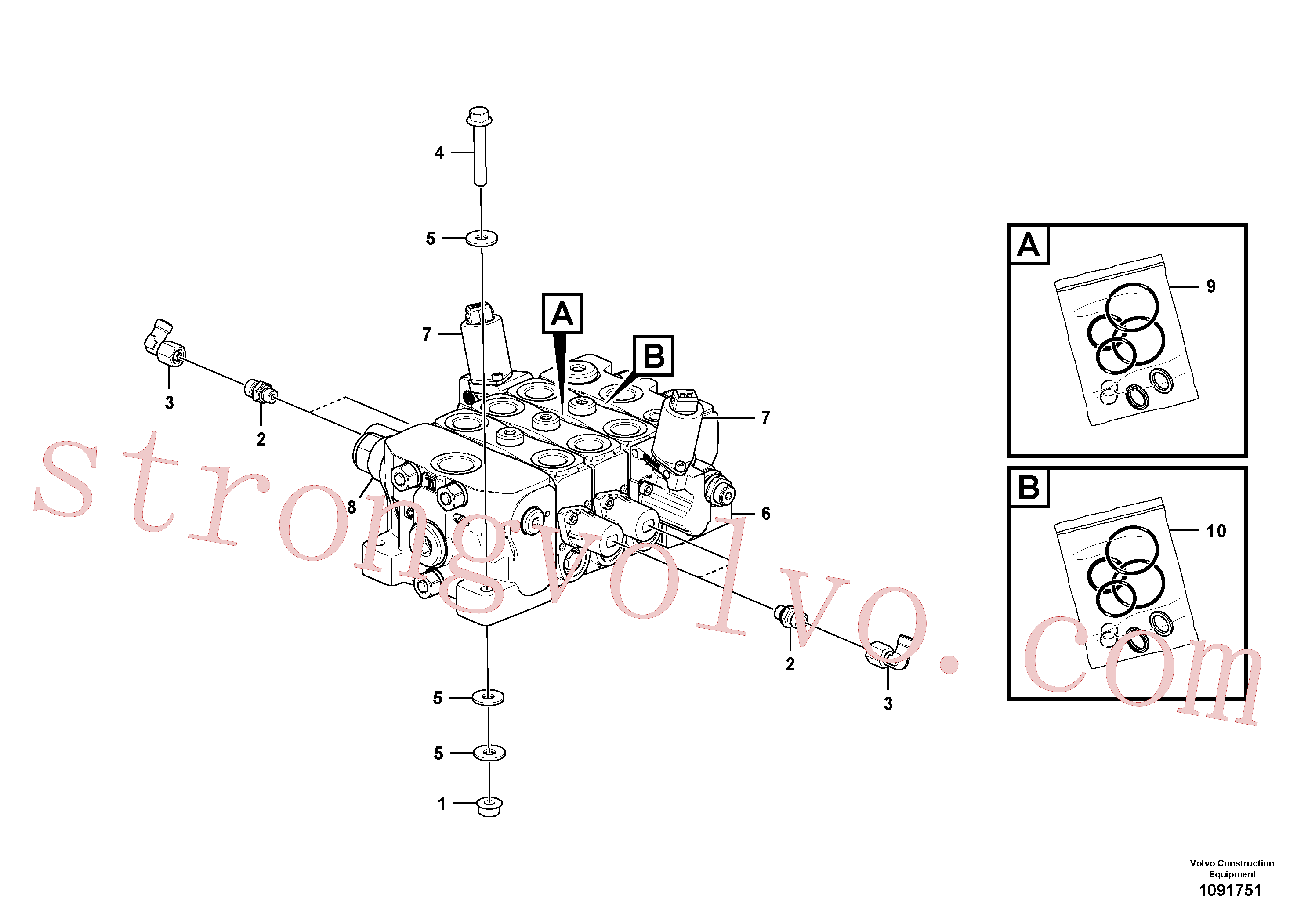VOE11370779 Volvo Válvula de comando com acessórios.(1091751 Montagem)