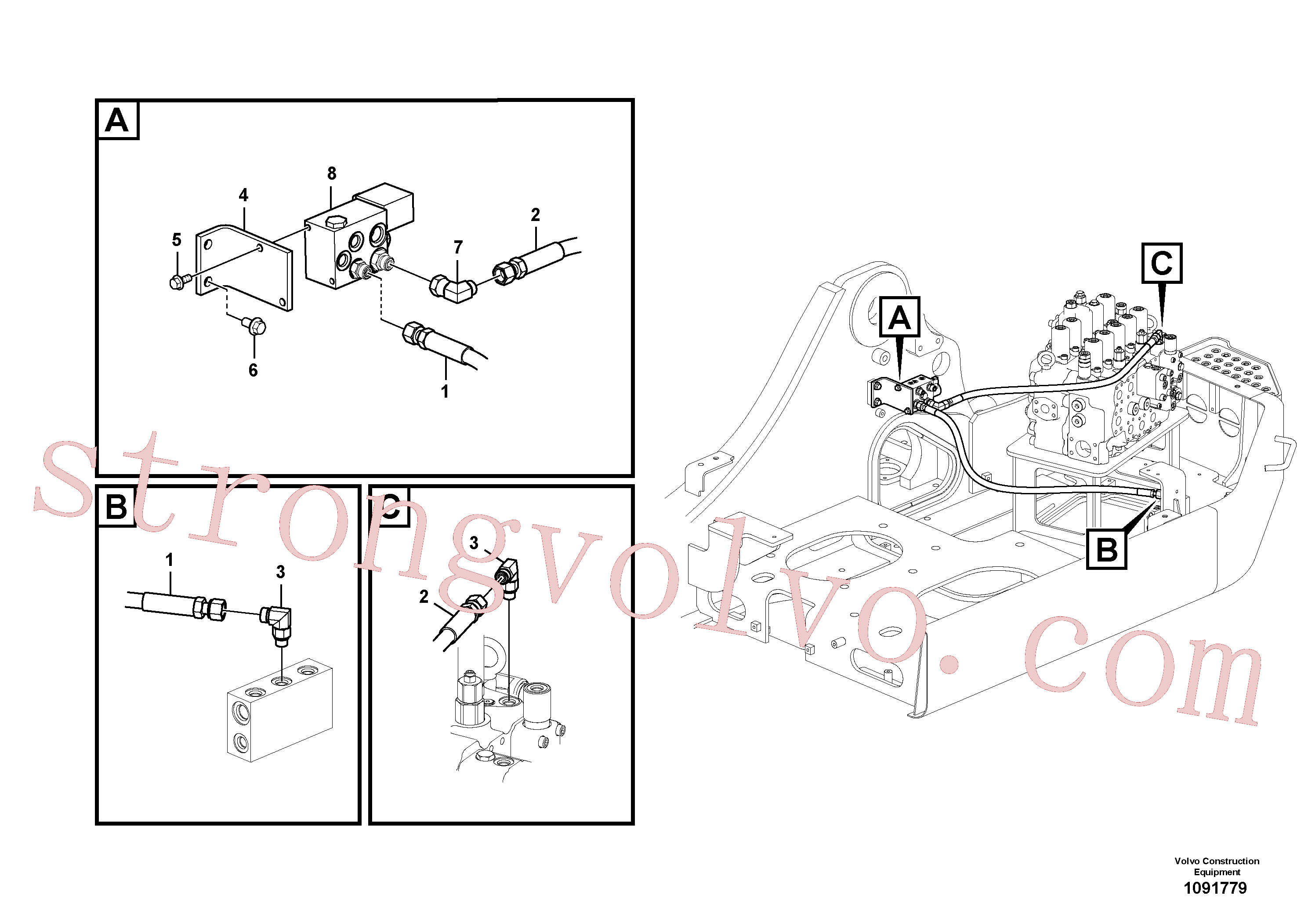 VOE14560049 Volvo Hidráulica de serviço, encaixe rápido na estrutura superior(1091779 Montagem)