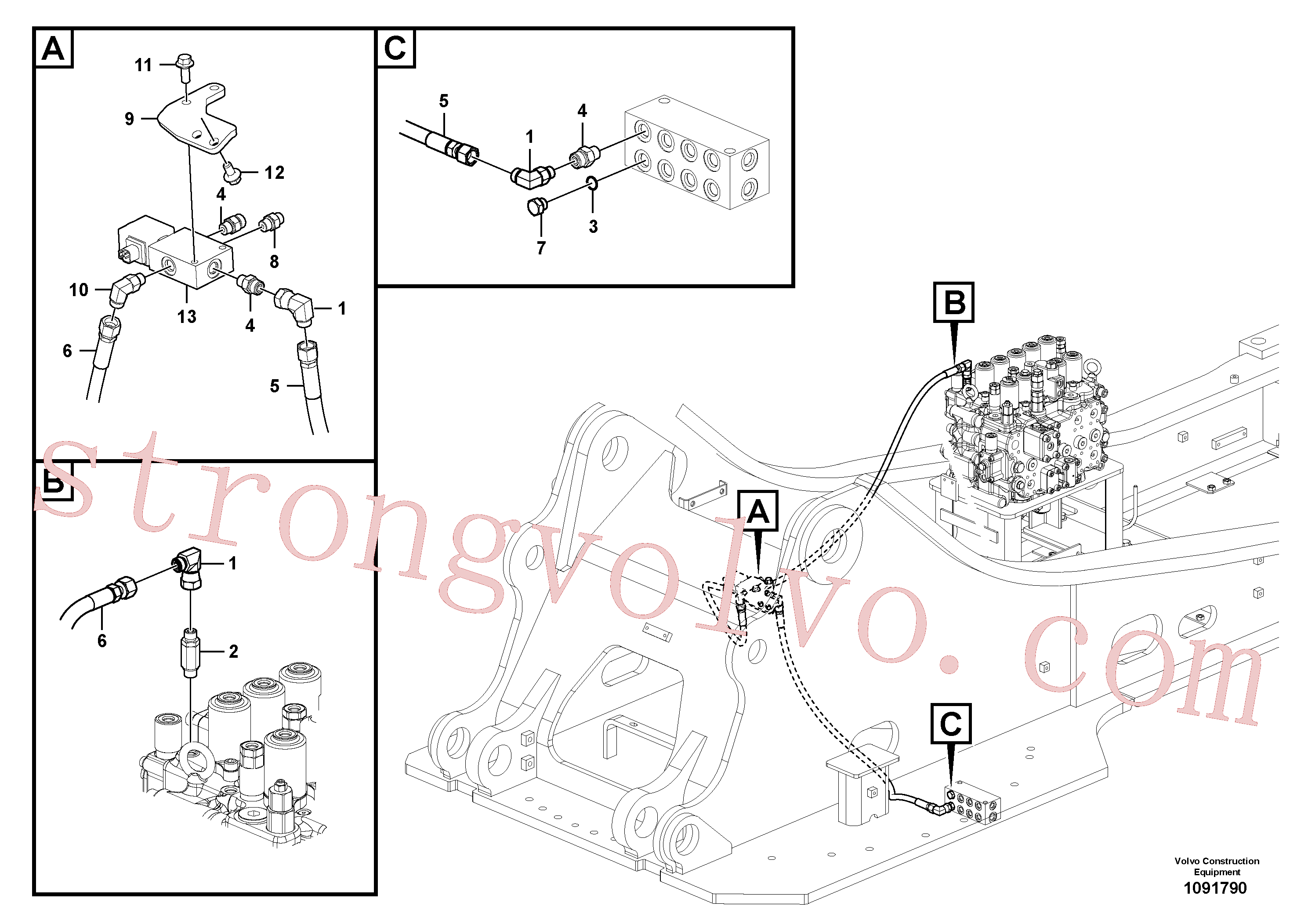 VOE14699721 Volvo Hidráulica de serviço, encaixe rápido na estrutura superior(1091790 Montagem)
