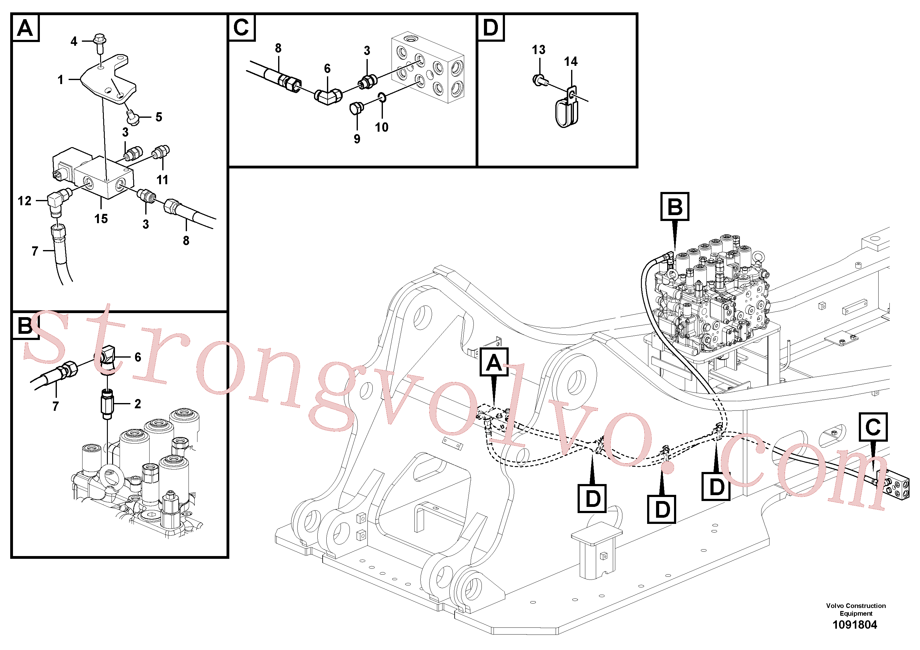 VOE14575311 Volvo Hidráulica de serviço, encaixe rápido na estrutura superior(1091804 Montagem)