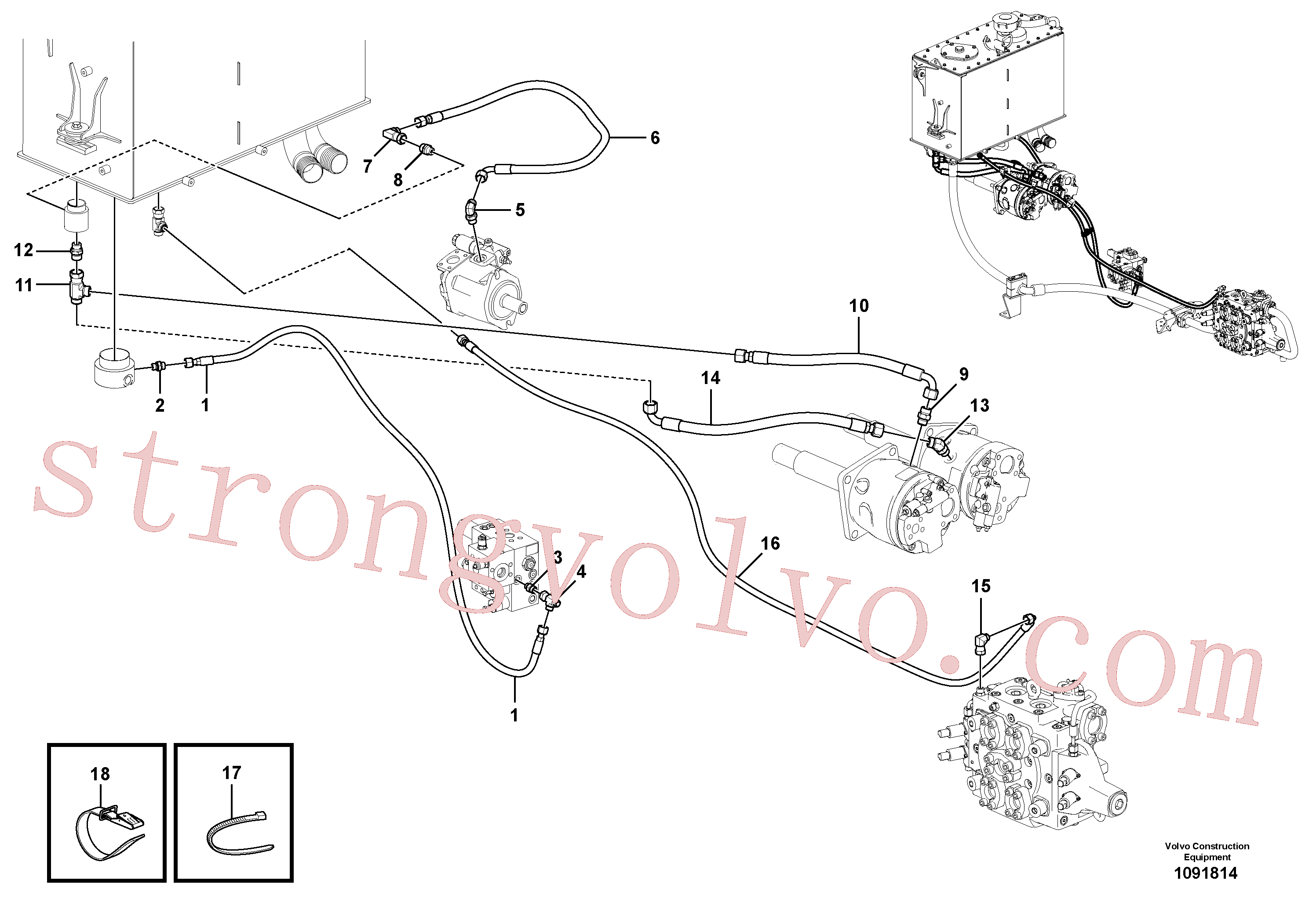 VOE11410591 Volvo Sistema hidráulico, linha de retorno(1091814 Montagem)