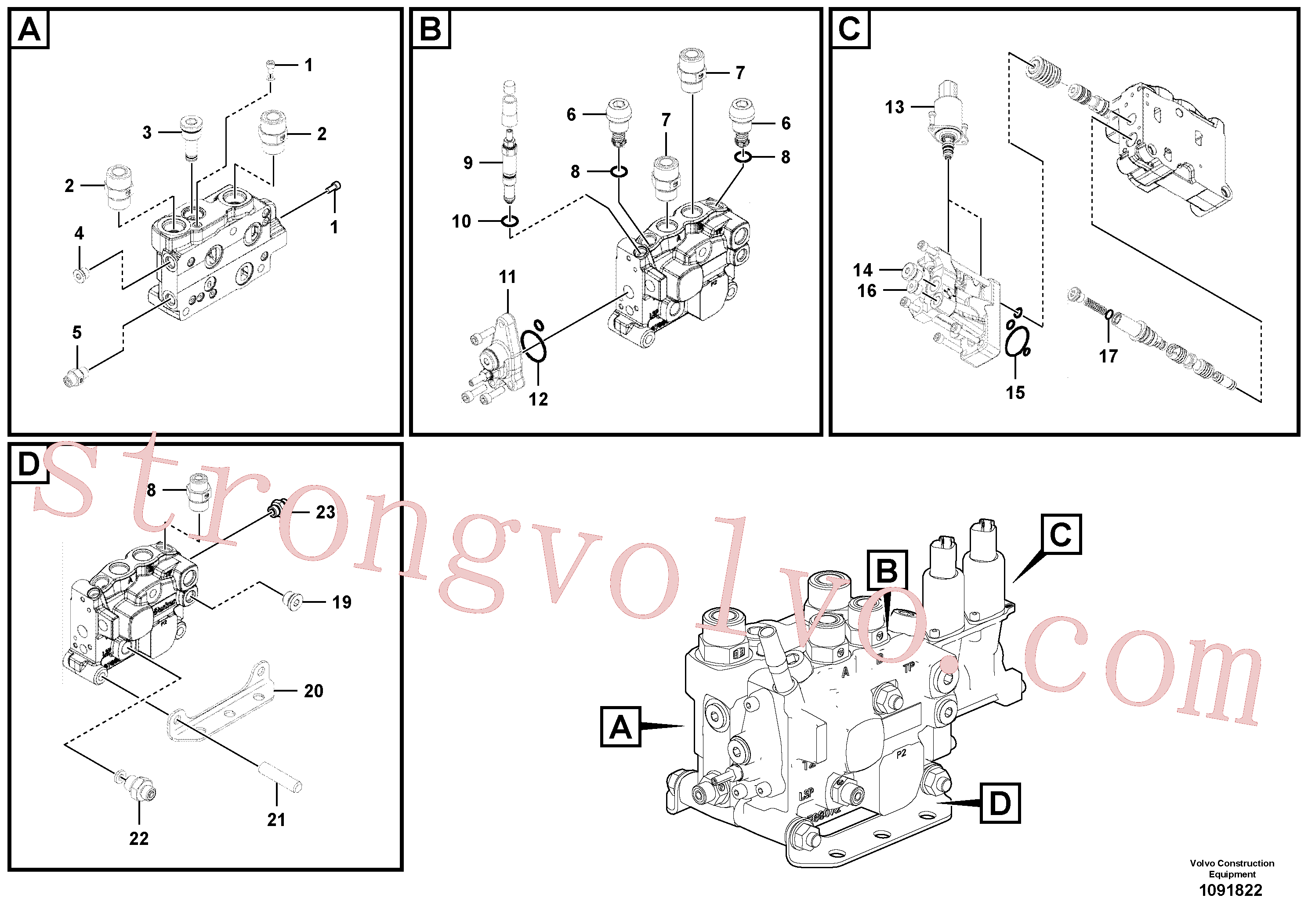 VOE15183461 Volvo Válvula de comando(1091822 Montagem)