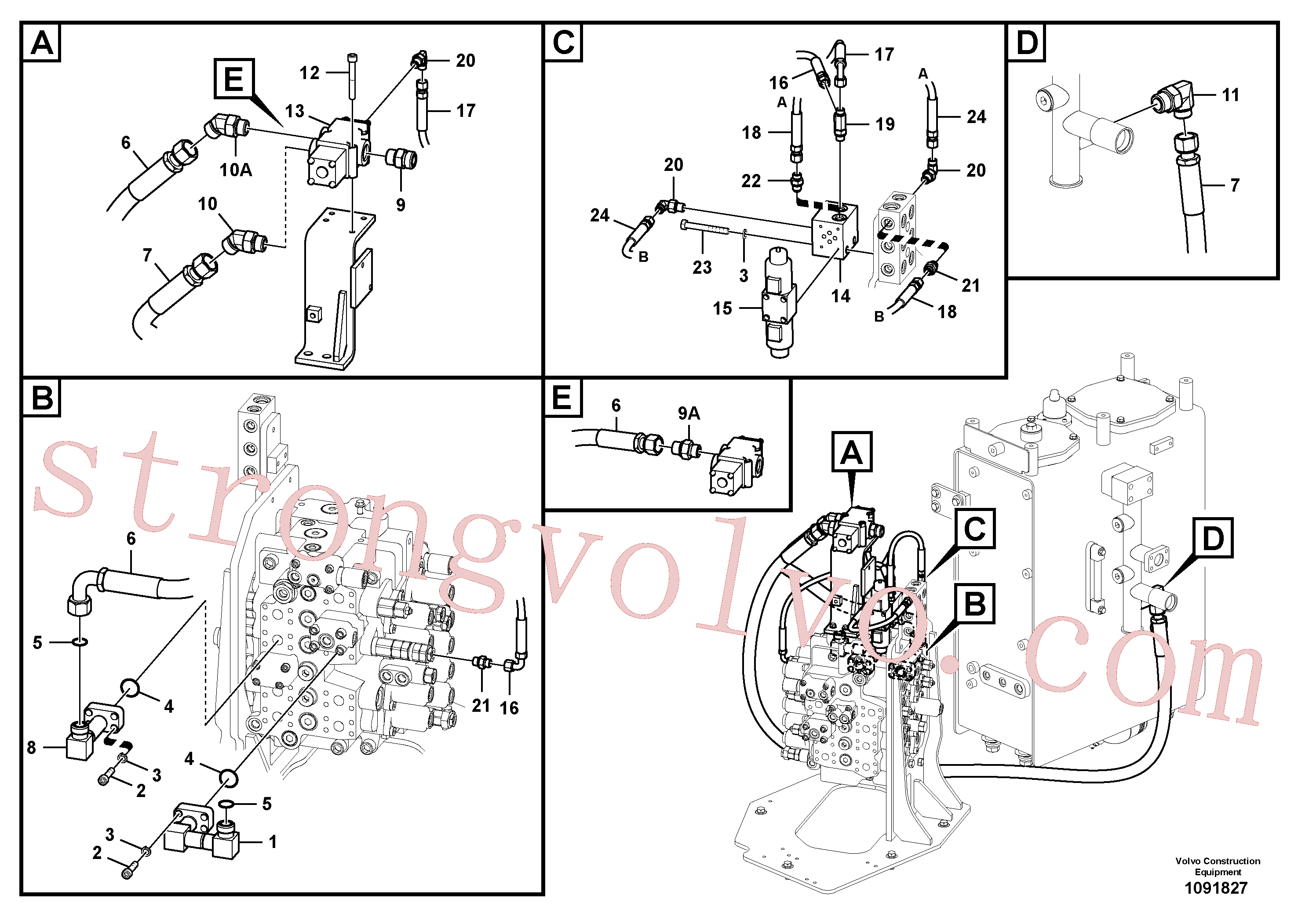 VOE936355 Volvo Hidráulica de serviço, martelo e cortador para fluxo da bomba auxiliar(1091827 Montagem)