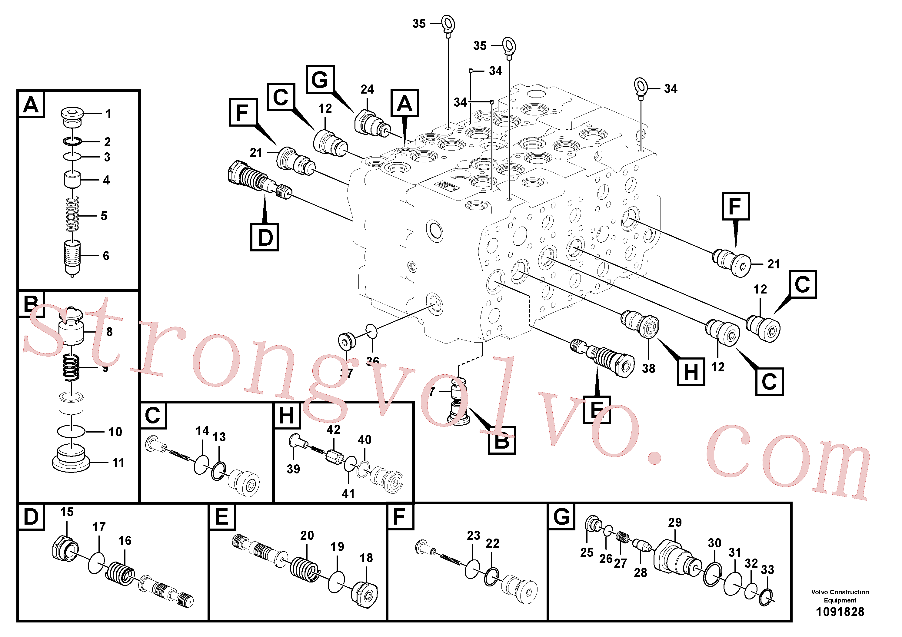 VOE14597210 Volvo Válvula mestra de comando(1091828 Montagem)