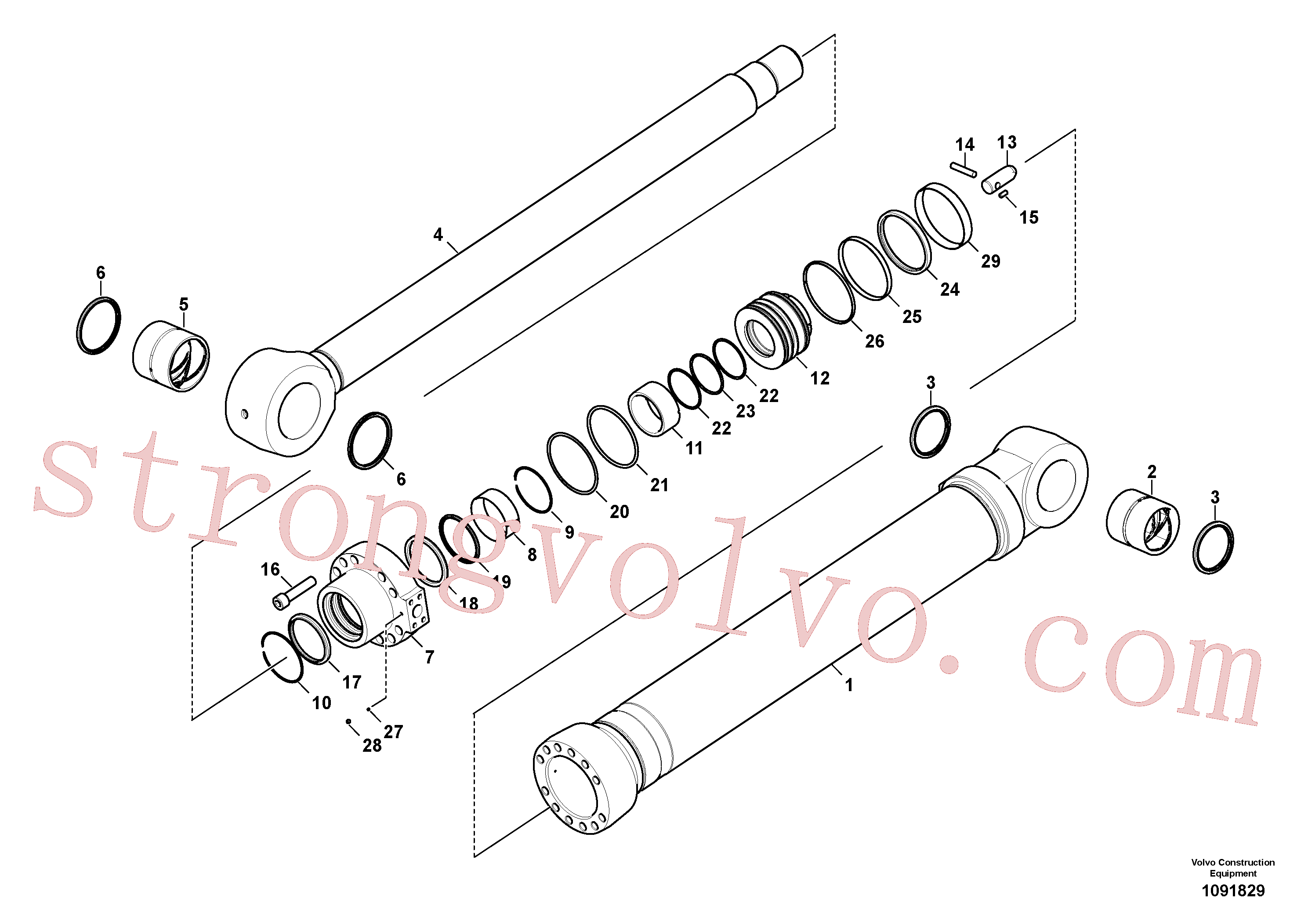 VOE14596563 Volvo Cilindro de balde(1091829 Montagem)