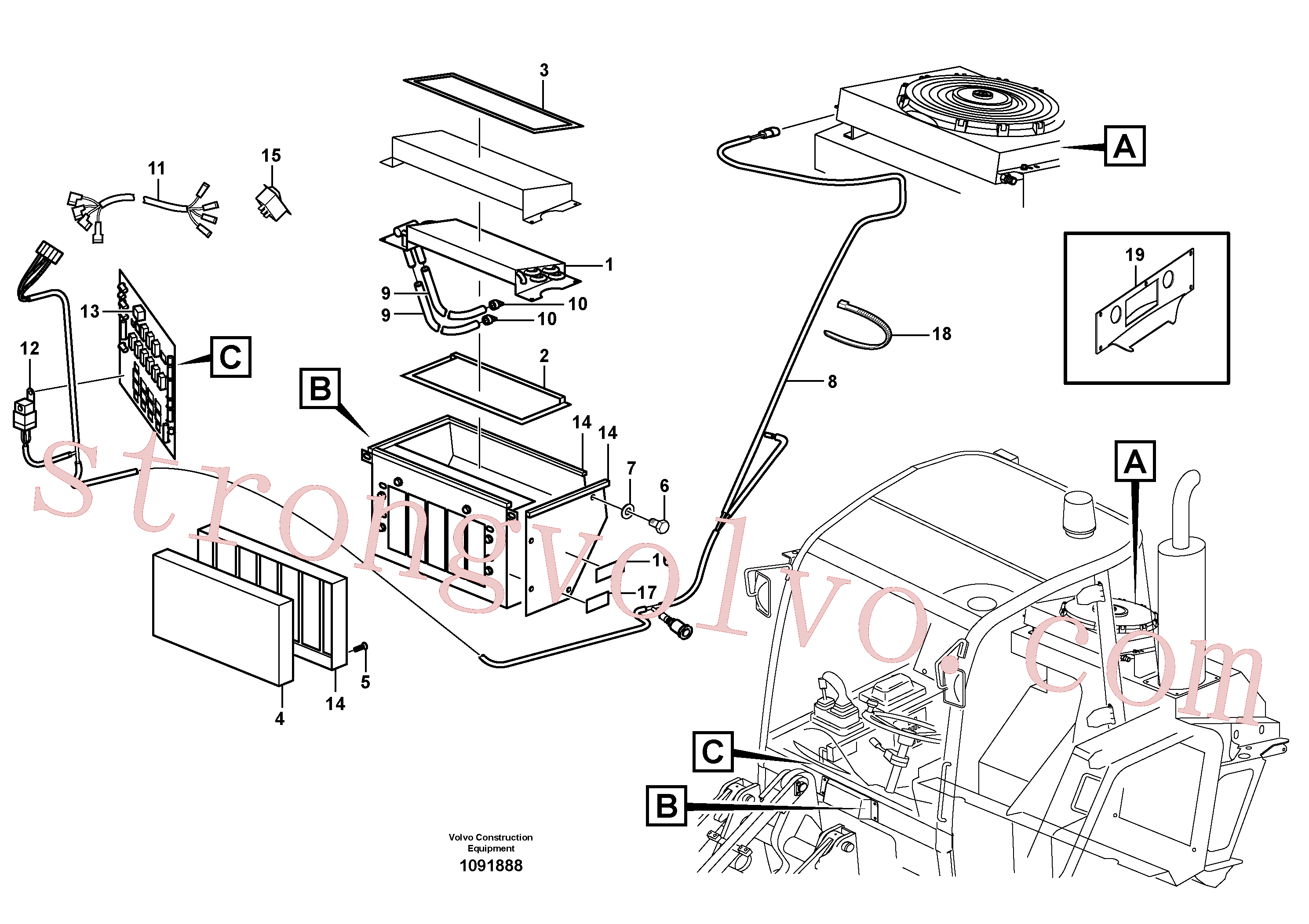 VOE11881020 Volvo Sistema do ar condicionado(1091888 Montagem)