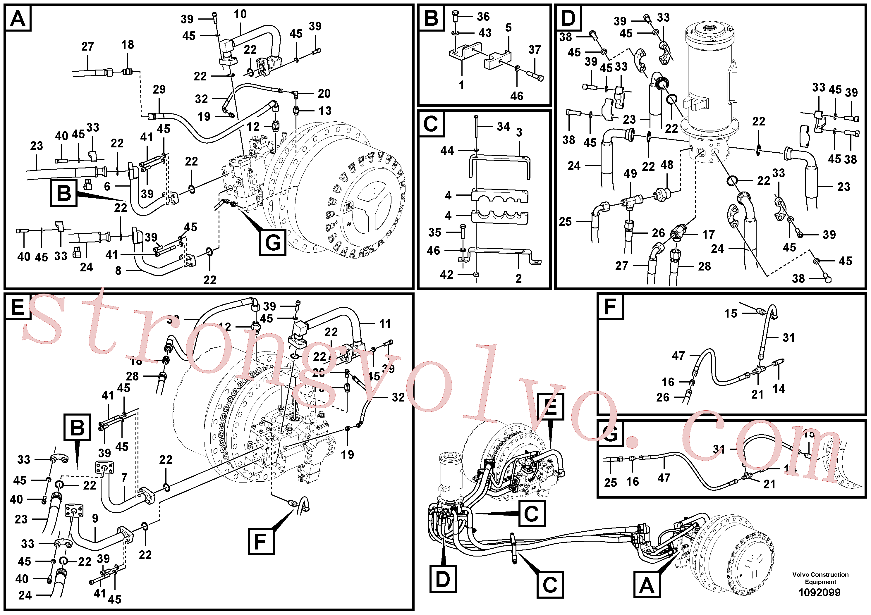 VOE938192 Volvo Linha da rótula, rótula ao motor de curso(1092099 Montagem)