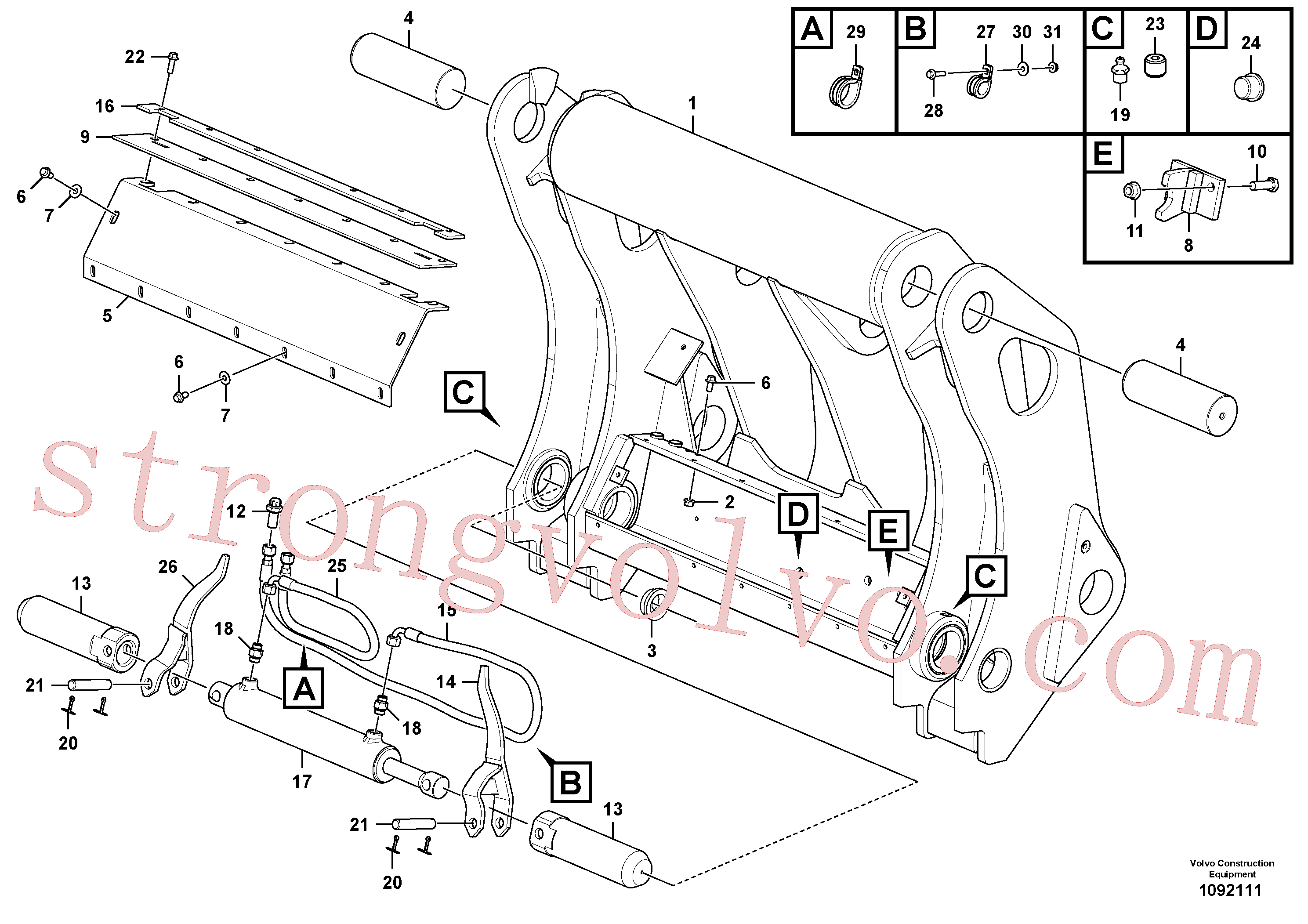 VOE60112197 Volvo Suporte de implemento(1092111 Montagem)