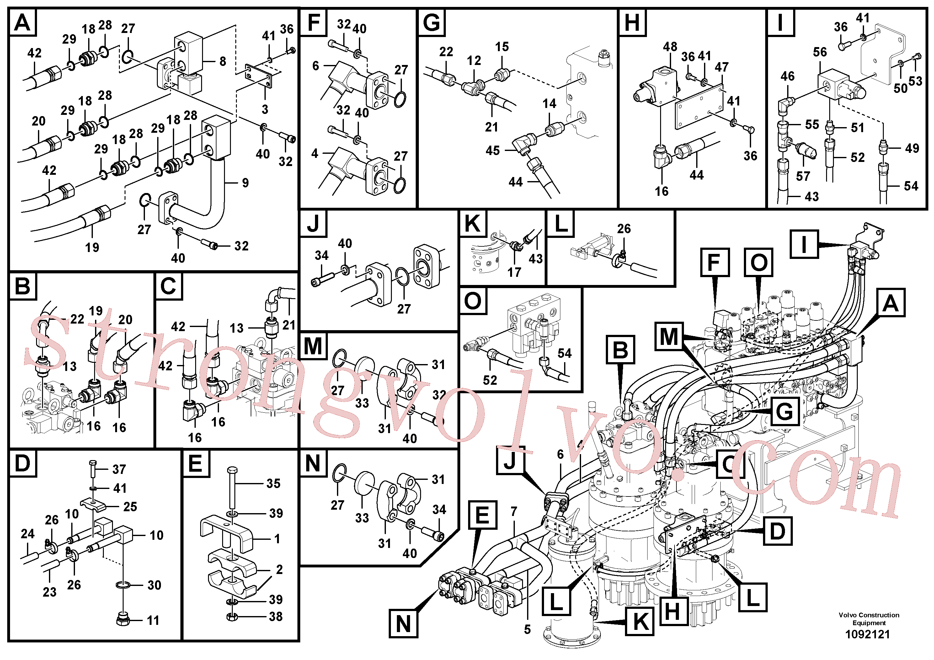 VOE15034440 Volvo Sistema hidráulico, válvula de comando da lança e articulação(1092121 Montagem)