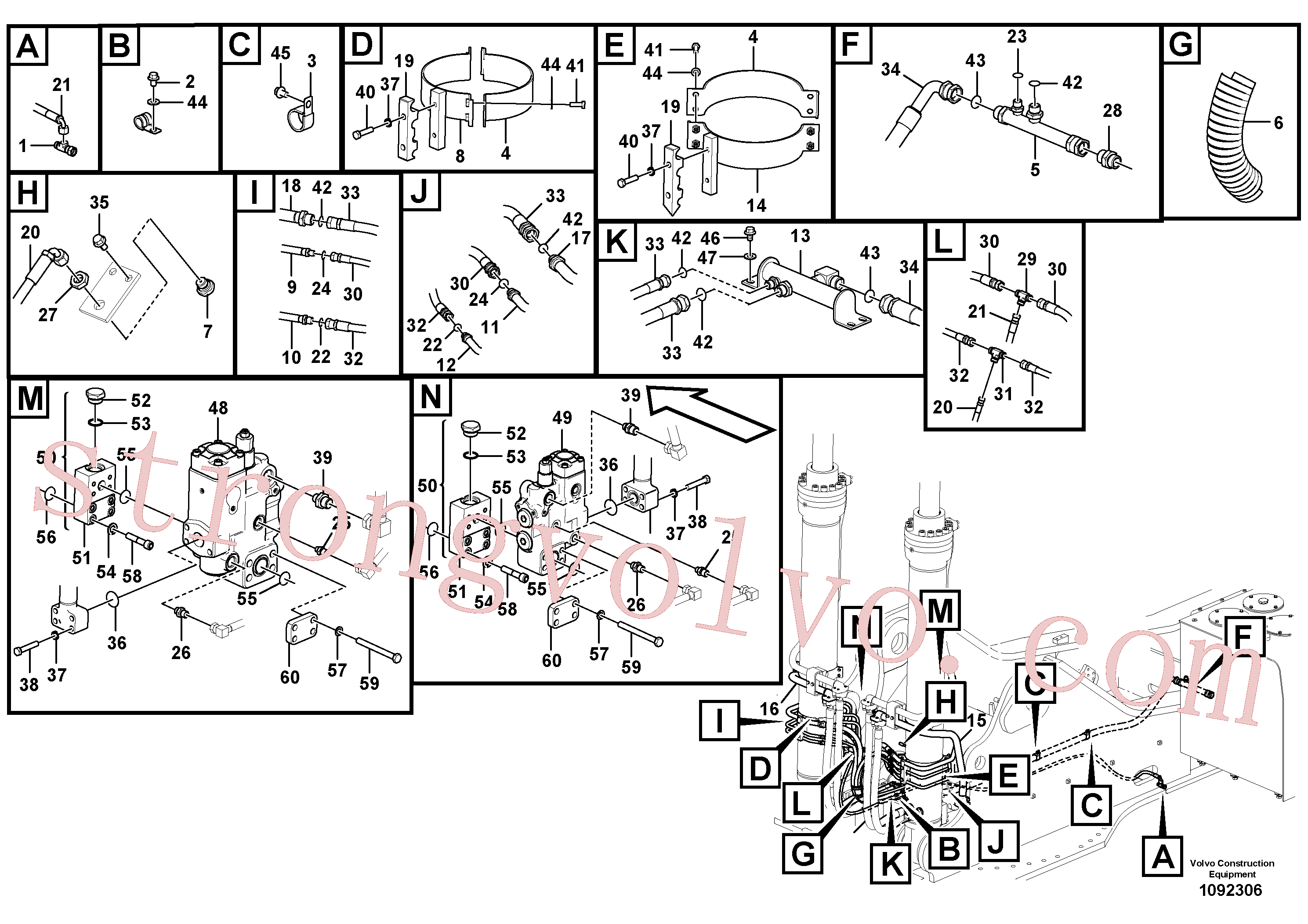 VOE15041506 Volvo Hidráulica de serviço, ruptura da lança(1092306 Montagem)